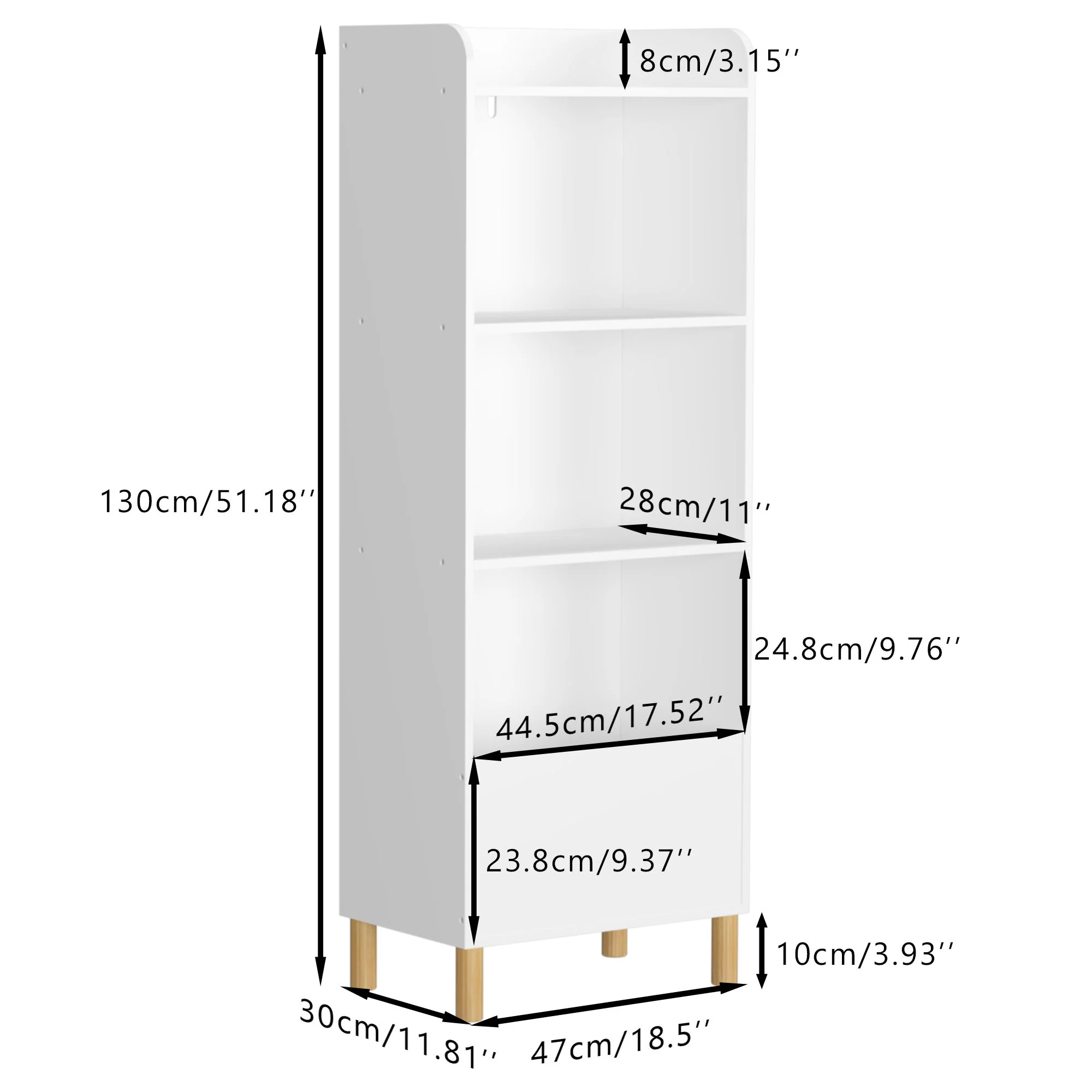 4 Tier Bookcase, Book Display With Safety Restraint, Storage Cabinet For Playroom - White - Image 7