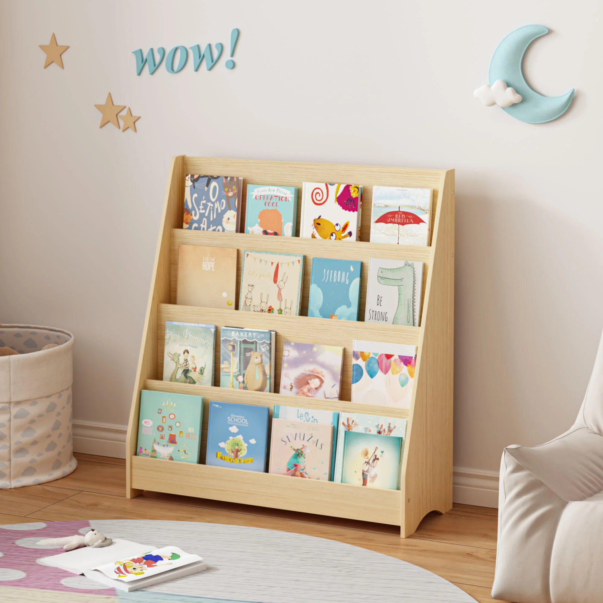 4 Tier Bookshelf, Toddler Book Display Shelves - Image 18