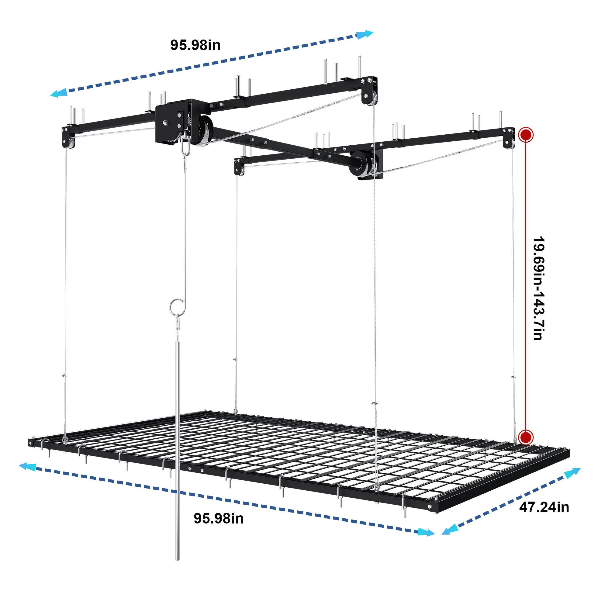 4 X 8 Ft Overhead Garage Storage Rack - Black - Image 3