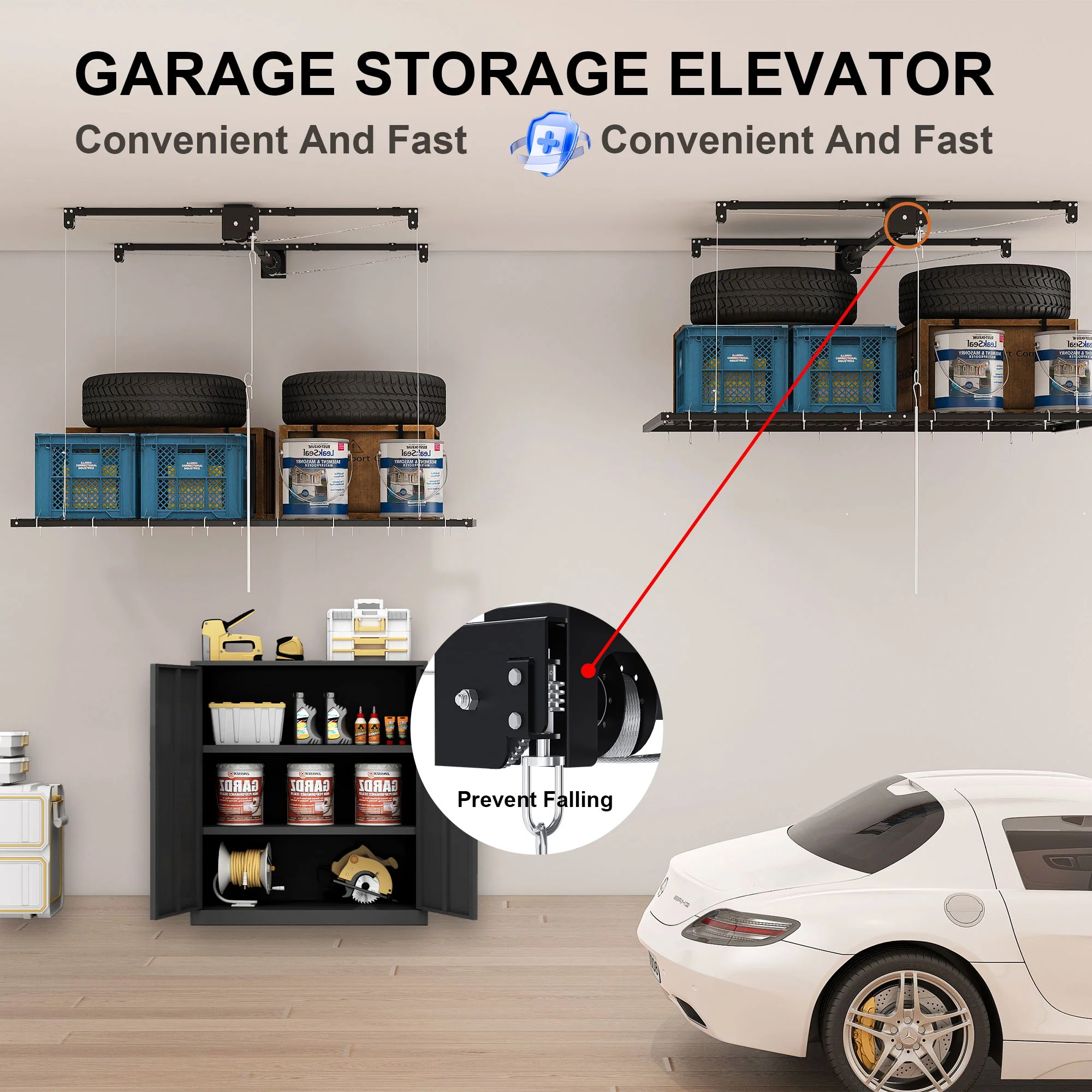 4 X 8 Ft Overhead Garage Storage Rack - Black - Image 6