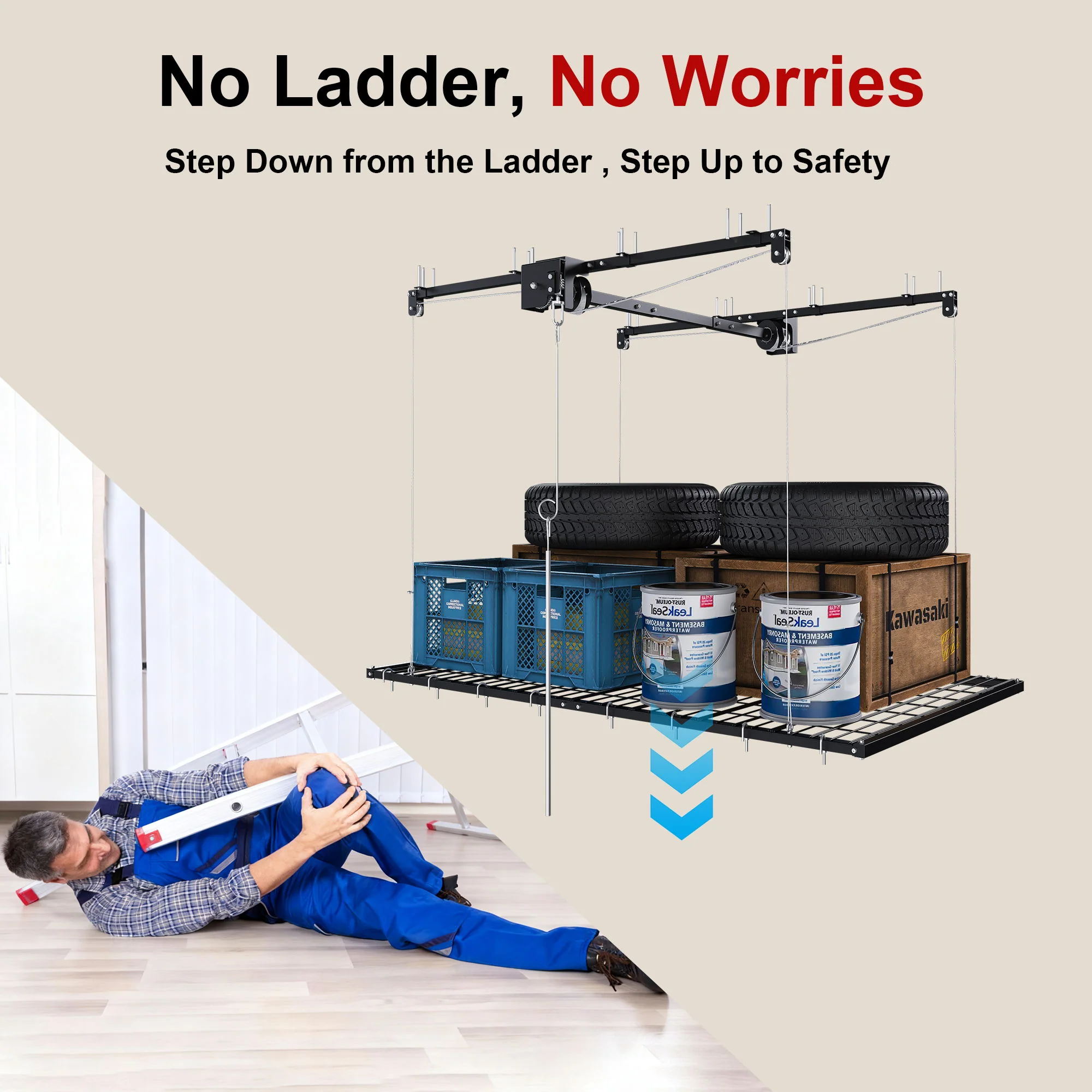 4 X 8 Ft Overhead Garage Storage Rack - Black - Image 7
