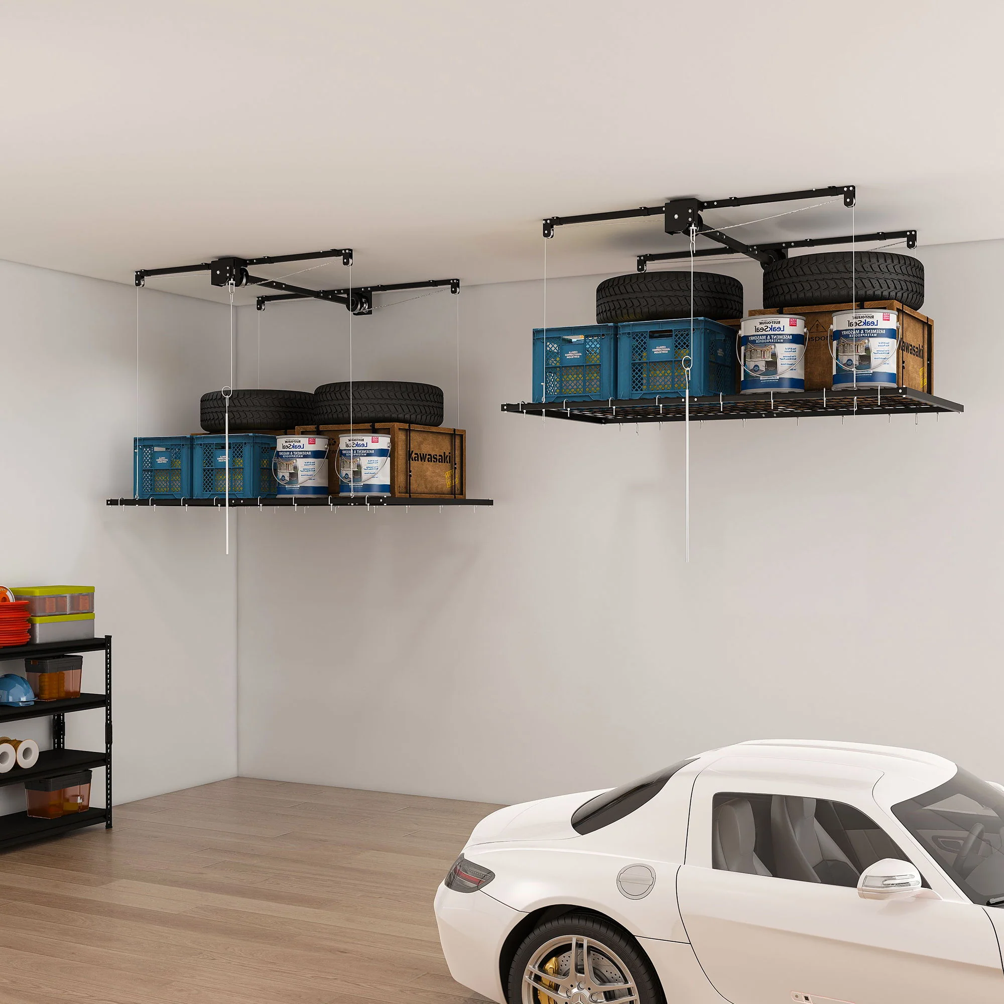 4 X 8 Ft Overhead Garage Storage Rack - Black - Image 9