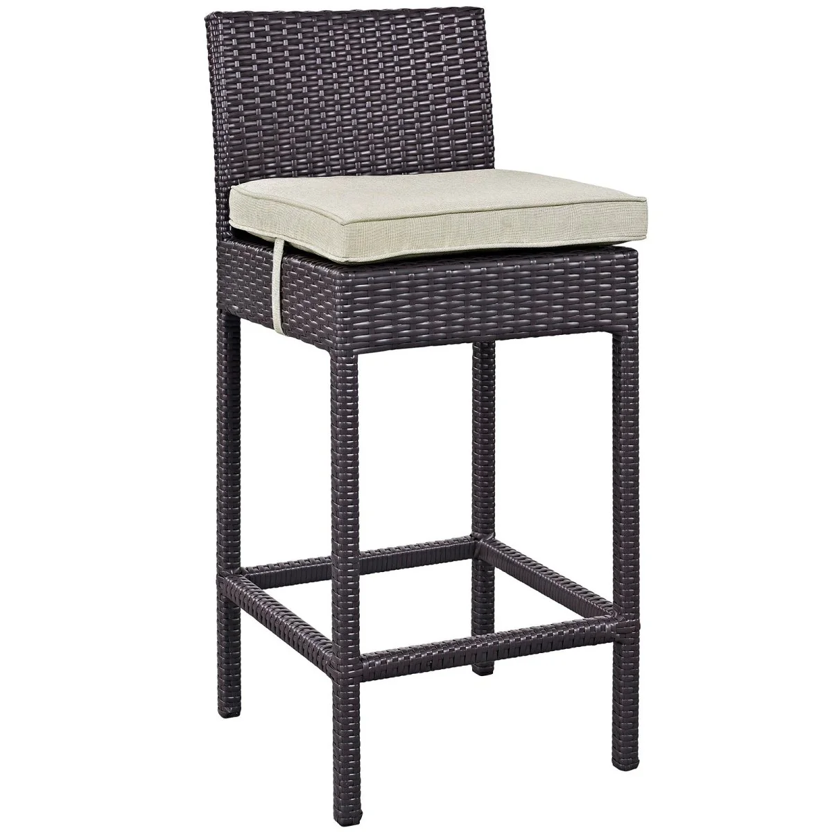 40" Espresso Wicker Outdoor Patio Bar Stool - Weather-Resistant Woven High-Back - Image 19