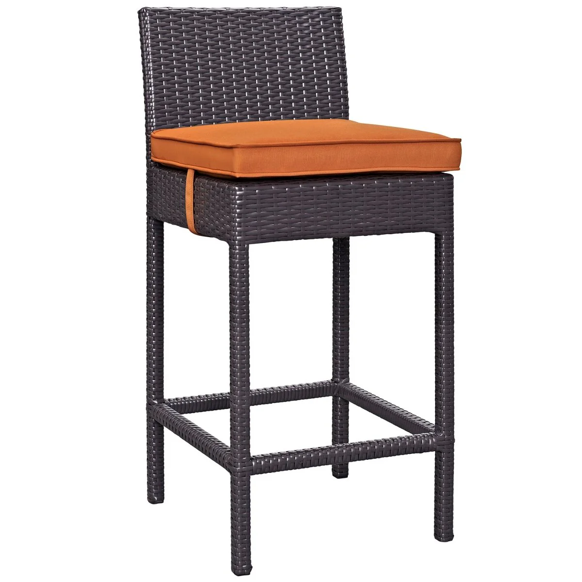 40" Espresso Wicker Outdoor Patio Bar Stool - Weather-Resistant Woven High-Back - Image 9