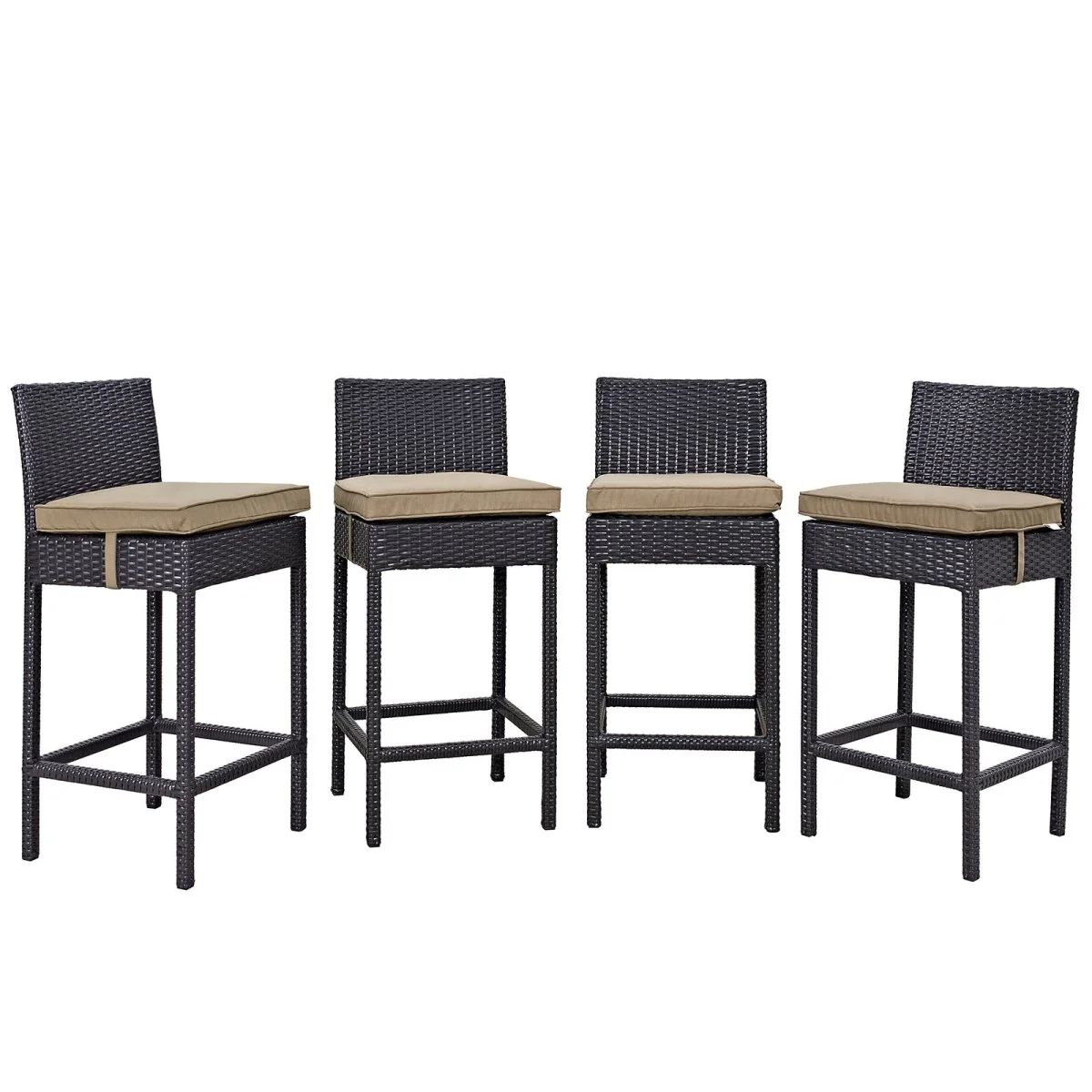 40" Espresso Wicker Rattan 4-Piece Outdoor Patio Pub Set with Cushioned Seating - Image 11