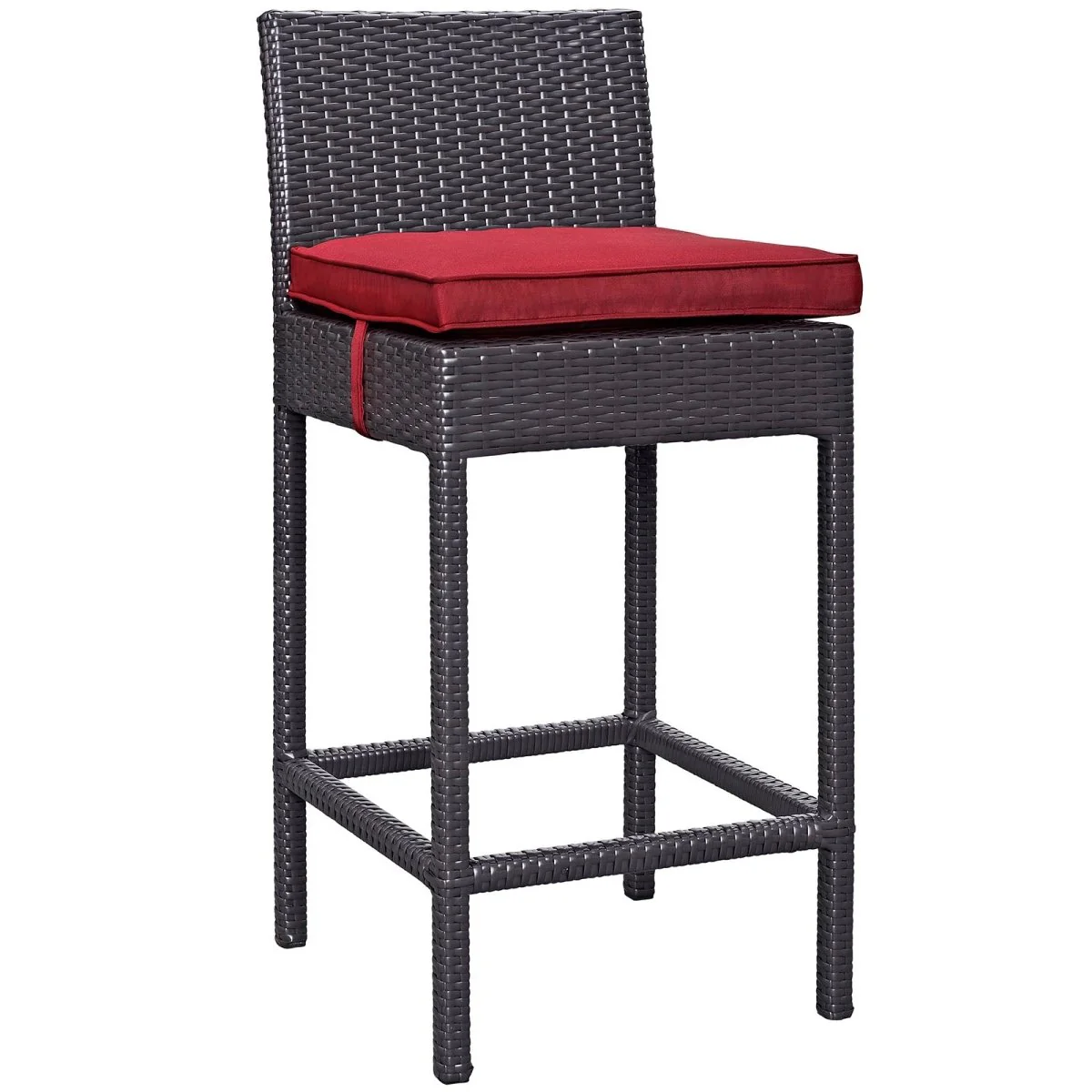 40" Espresso Wicker Rattan 4-Piece Outdoor Patio Pub Set with Cushioned Seating - Image 4