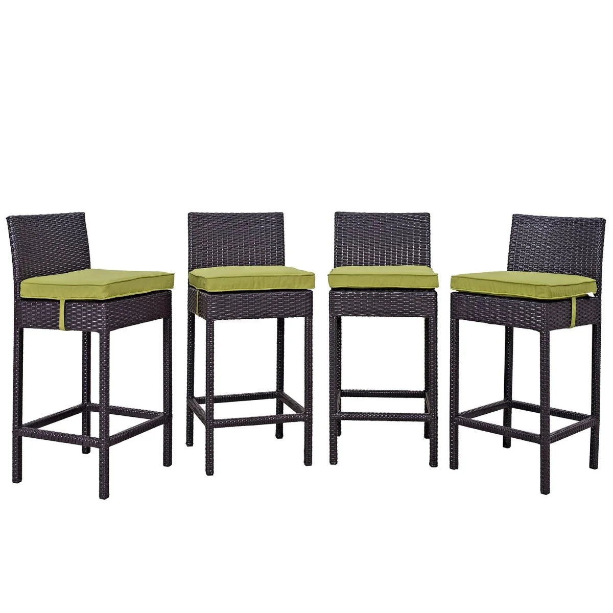 40" Espresso Wicker Rattan 4-Piece Outdoor Patio Pub Set with Cushioned Seating - Image 5