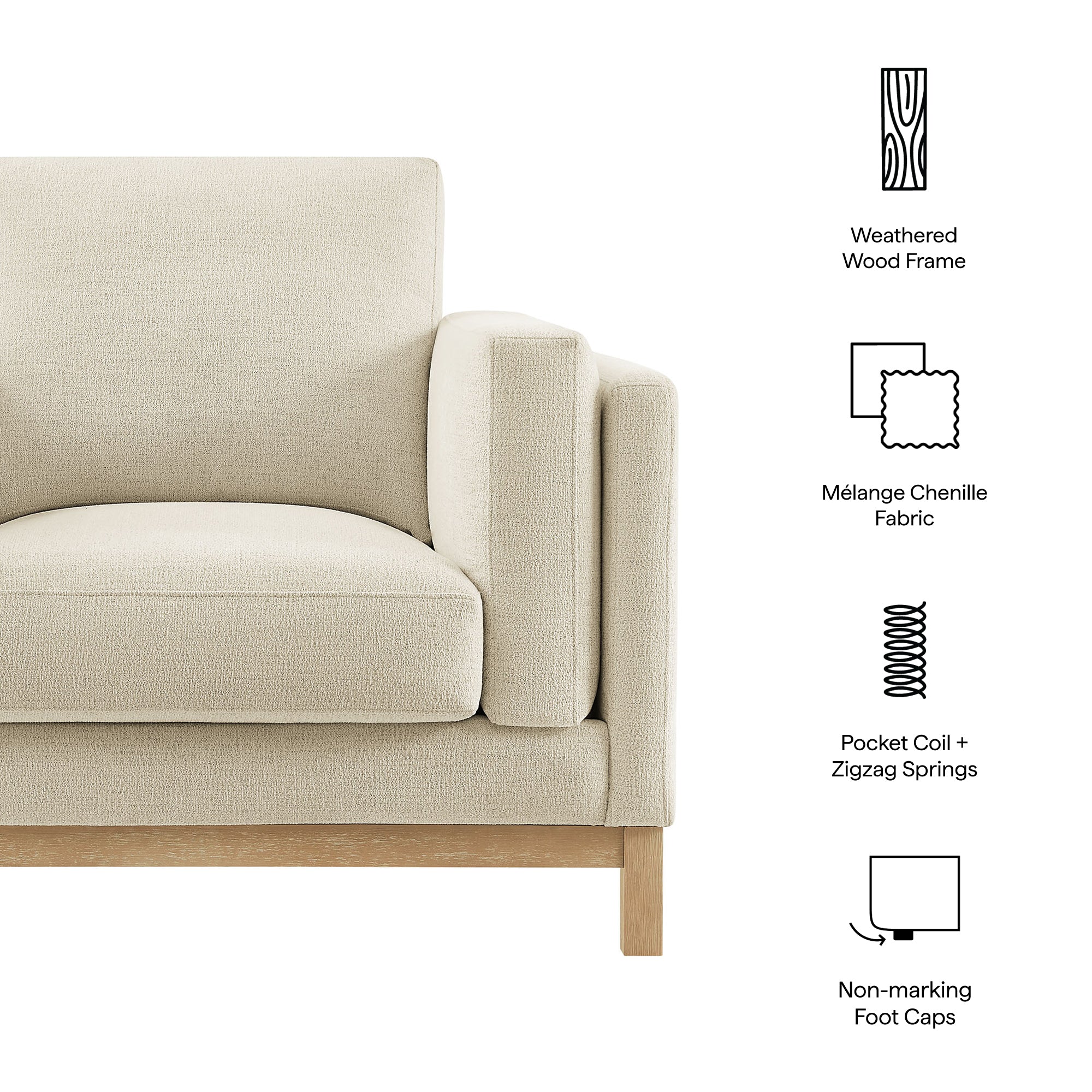 40 Inch Mélange Chenille Fabric Armchair with Kiln-Dried Wood Frame - Image 2