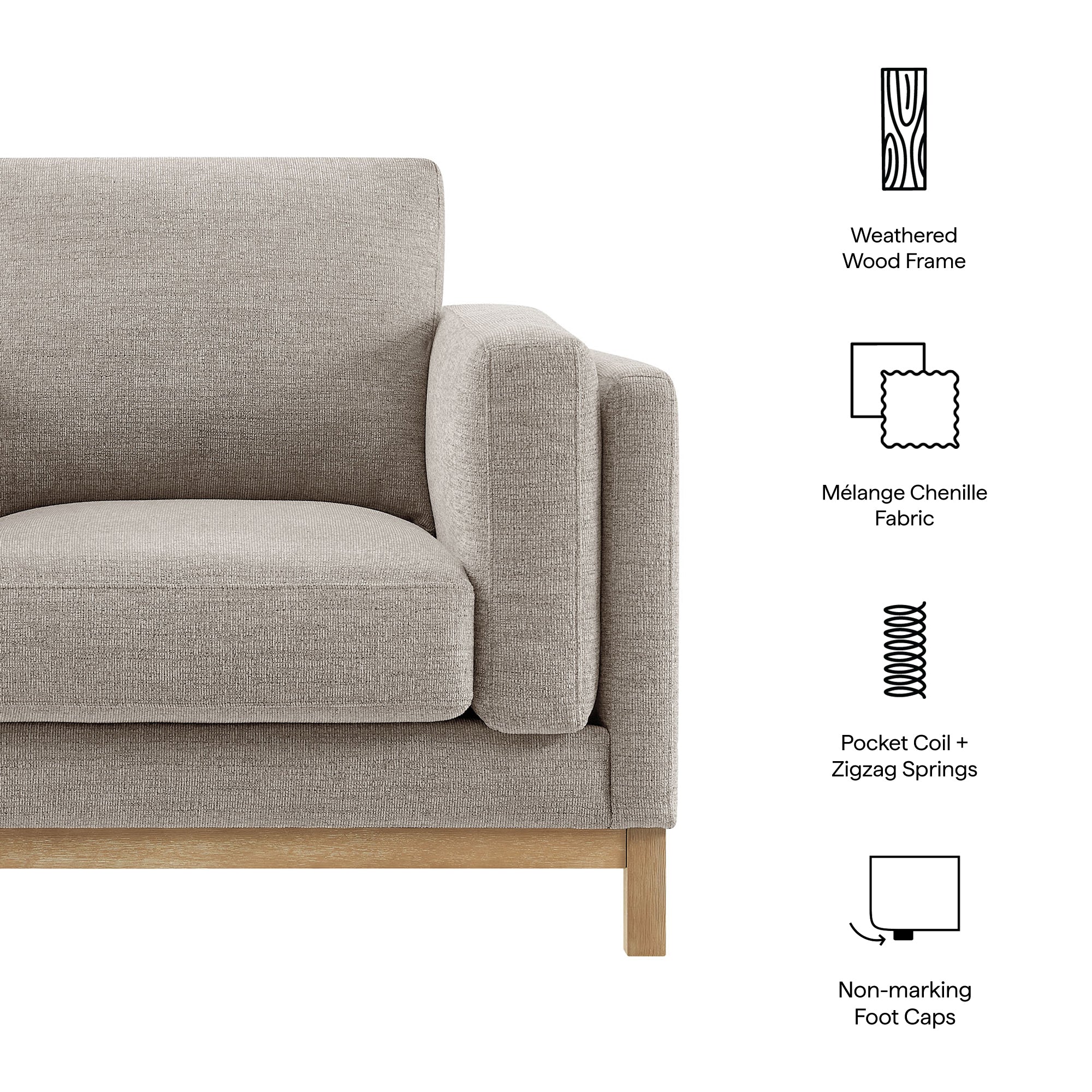 40 Inch Mélange Chenille Fabric Armchair with Kiln-Dried Wood Frame - Image 9