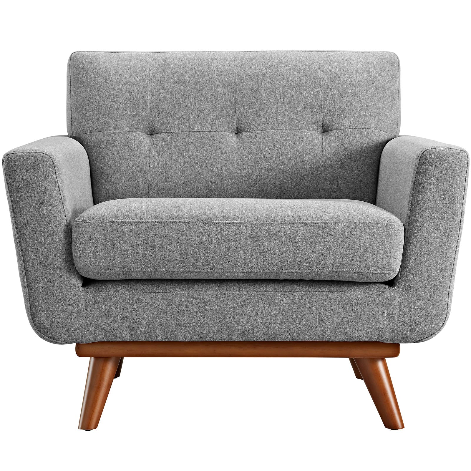 40 Inch Mid-Century Modern Upholstered Fabric Accent Armchair with Cherry Finish Legs - Image 19