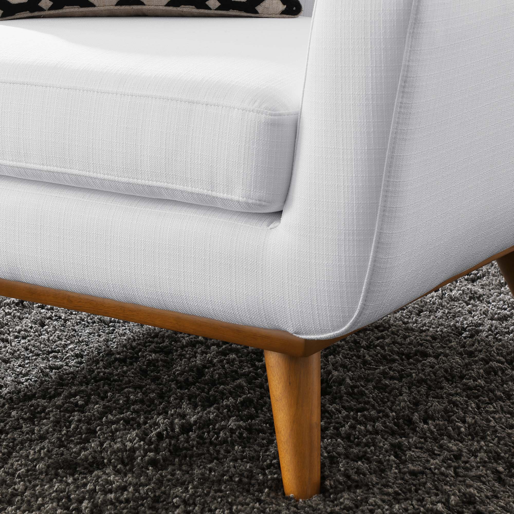 40 Inch Mid-Century Modern Upholstered Fabric Accent Armchair with Cherry Finish Legs - Image 22
