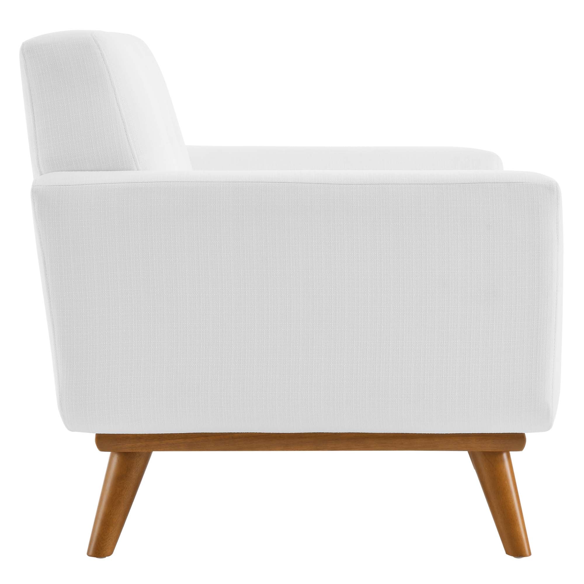40 Inch Mid-Century Modern Upholstered Fabric Accent Armchair with Cherry Finish Legs - Image 23