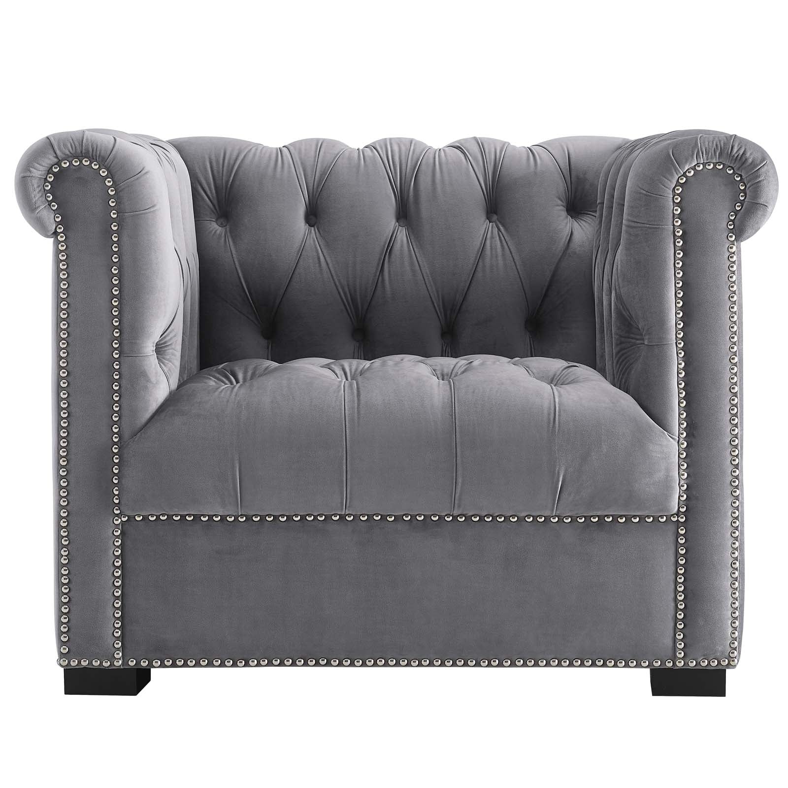 40 Inch Performance Velvet Button Tufted Chesterfield Armchair - Image 4