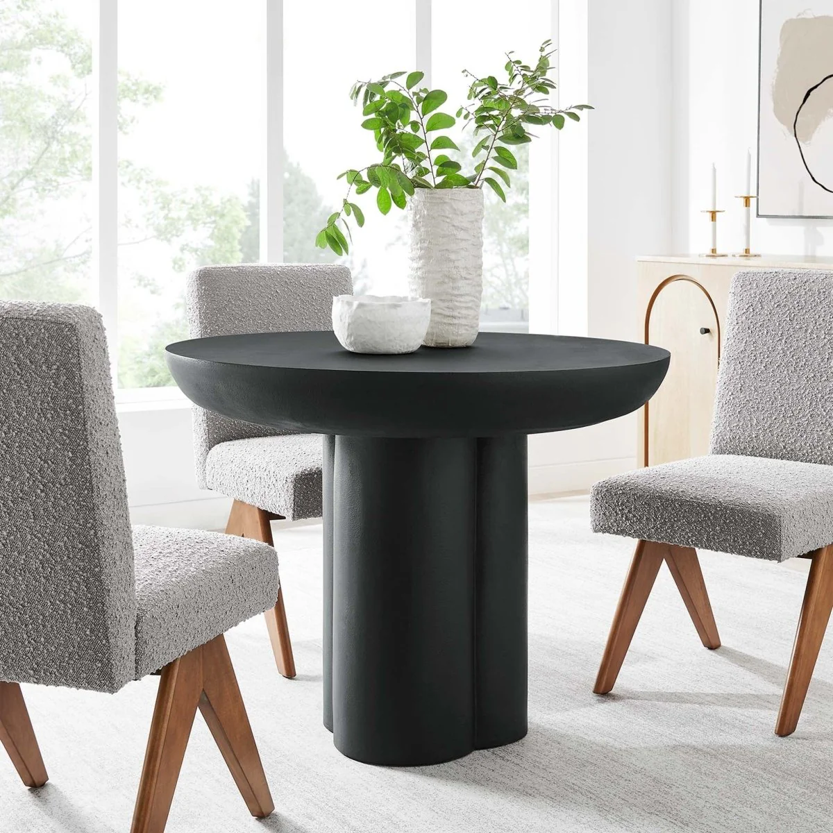 40 Inch Round Modern Concrete Dining Table - Image 13