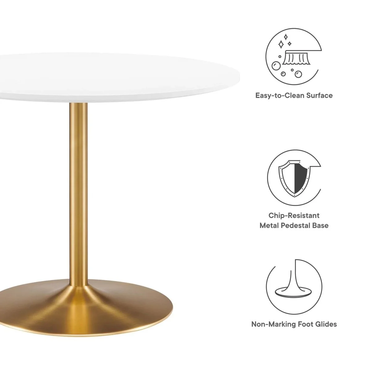 40 Inch Round Modern MDF Dining Table with Metal Pedestal Base - Image 22