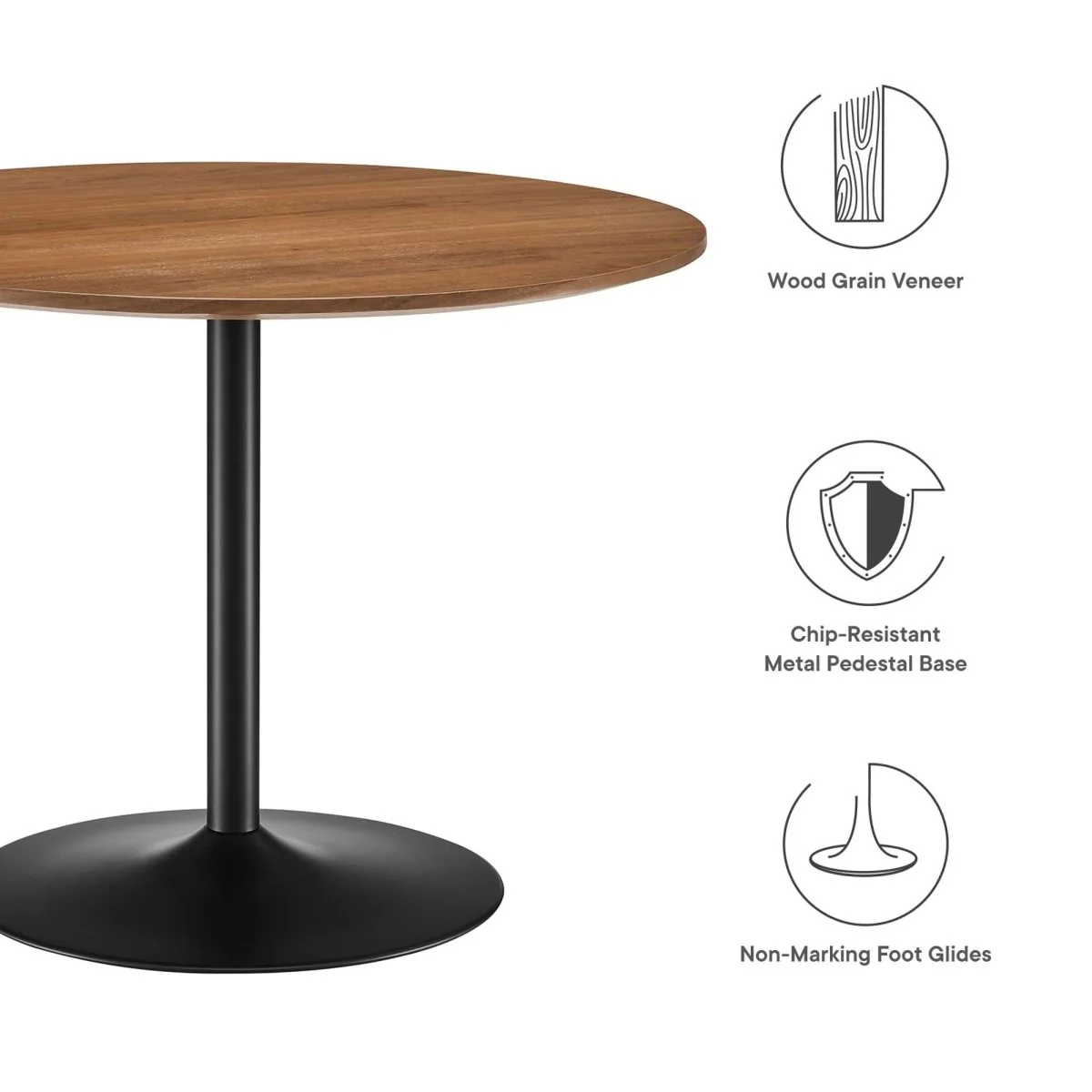 40 Inch Round Modern MDF Dining Table with Metal Pedestal Base - Image 5