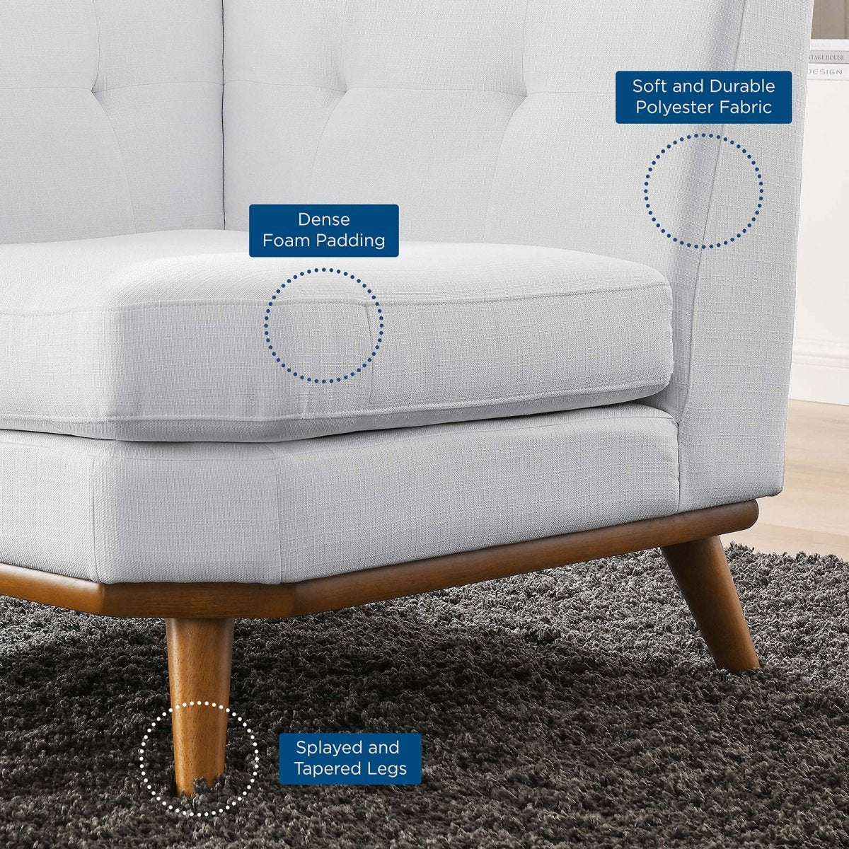 40-Inch Upholstered Fabric Corner Sectional Chair - Image 14