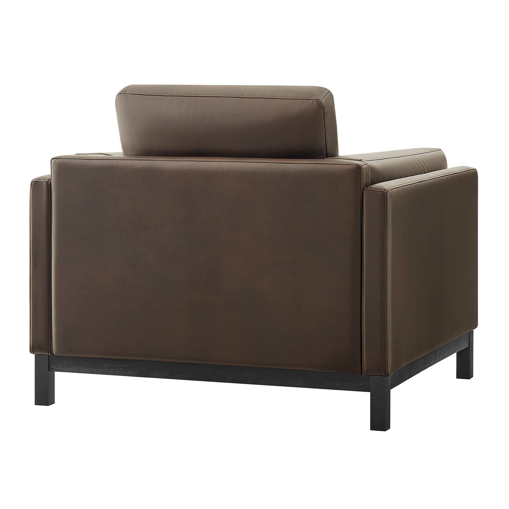 40 Inch Vegan Leather Armchair with Weathered Wood Frame - Image 12