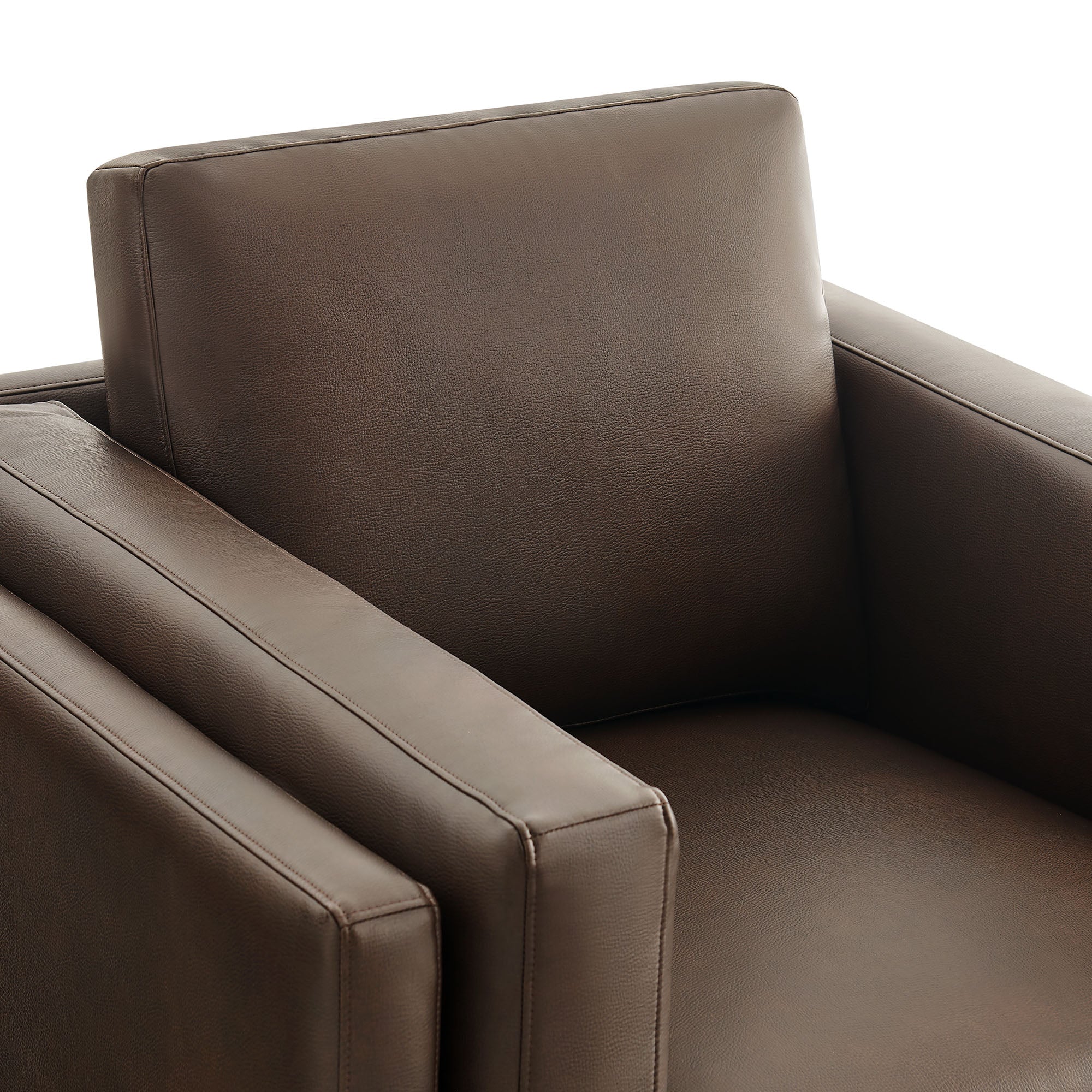 40 Inch Vegan Leather Armchair with Weathered Wood Frame - Image 13