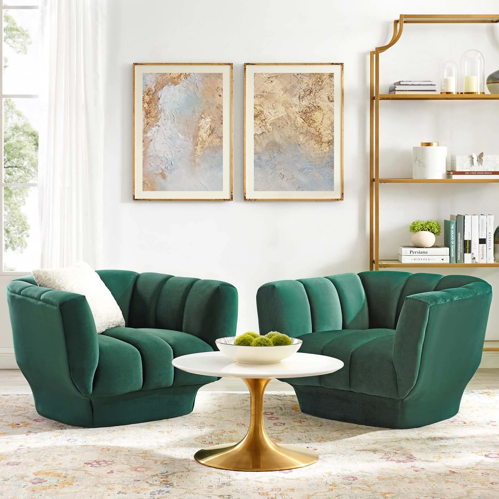 40 Inch Vertical Channel Tufted Performance Velvet Armchair Set of 2 - Image 4