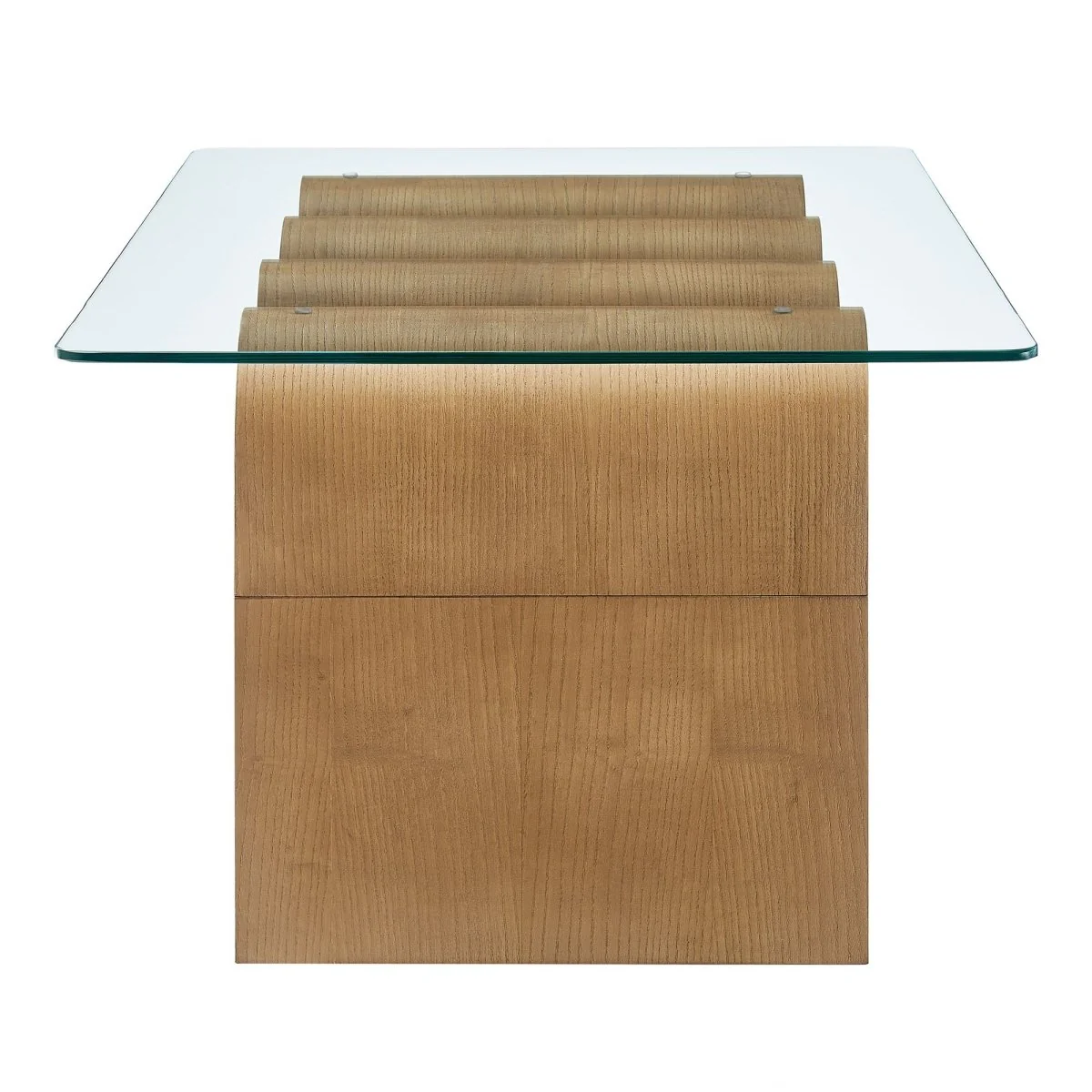 40 Inch Wave-Shaped Glass Top Coffee Table - Image 5