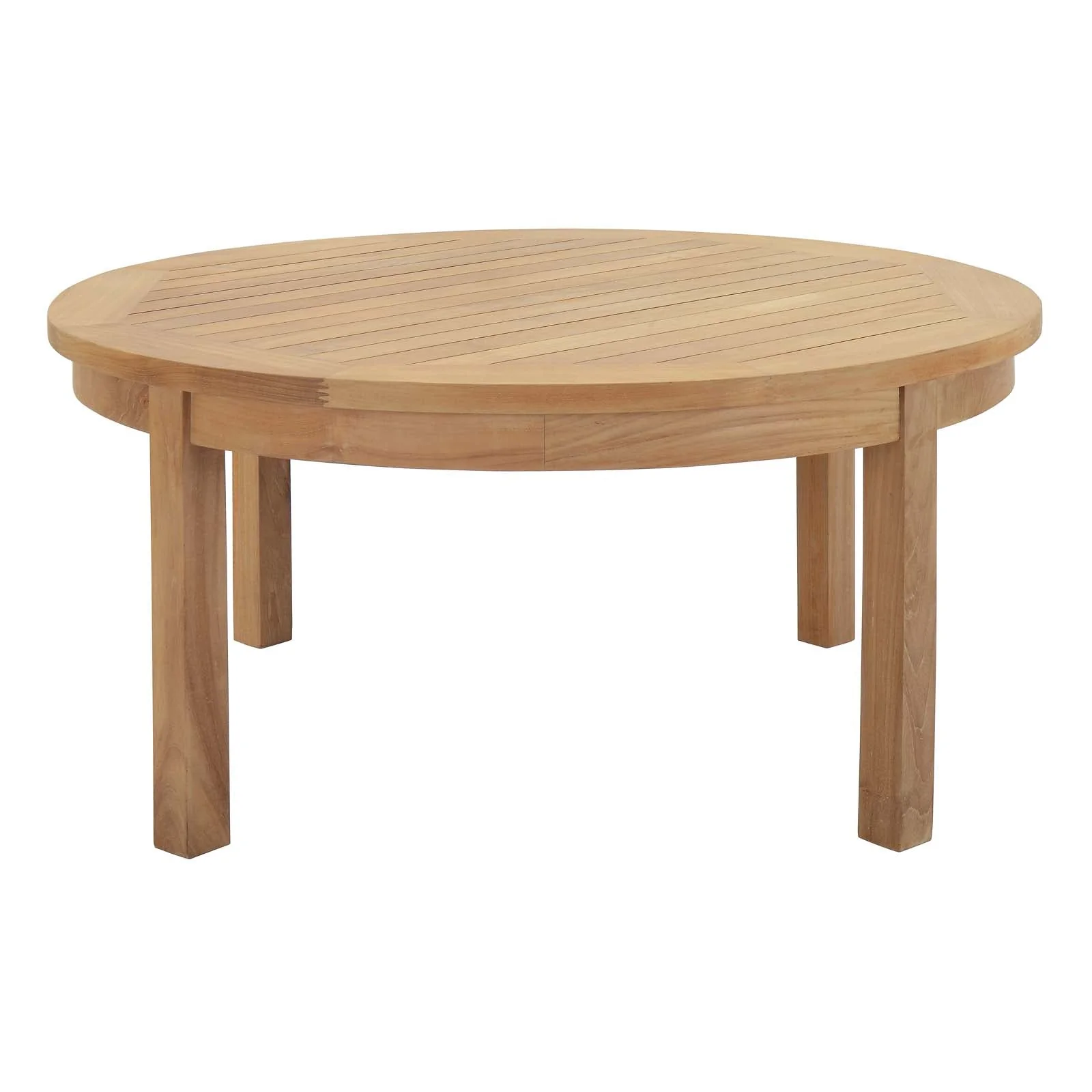40" Natural Teak Wood Outdoor Patio Round Coffee Table - Image 2