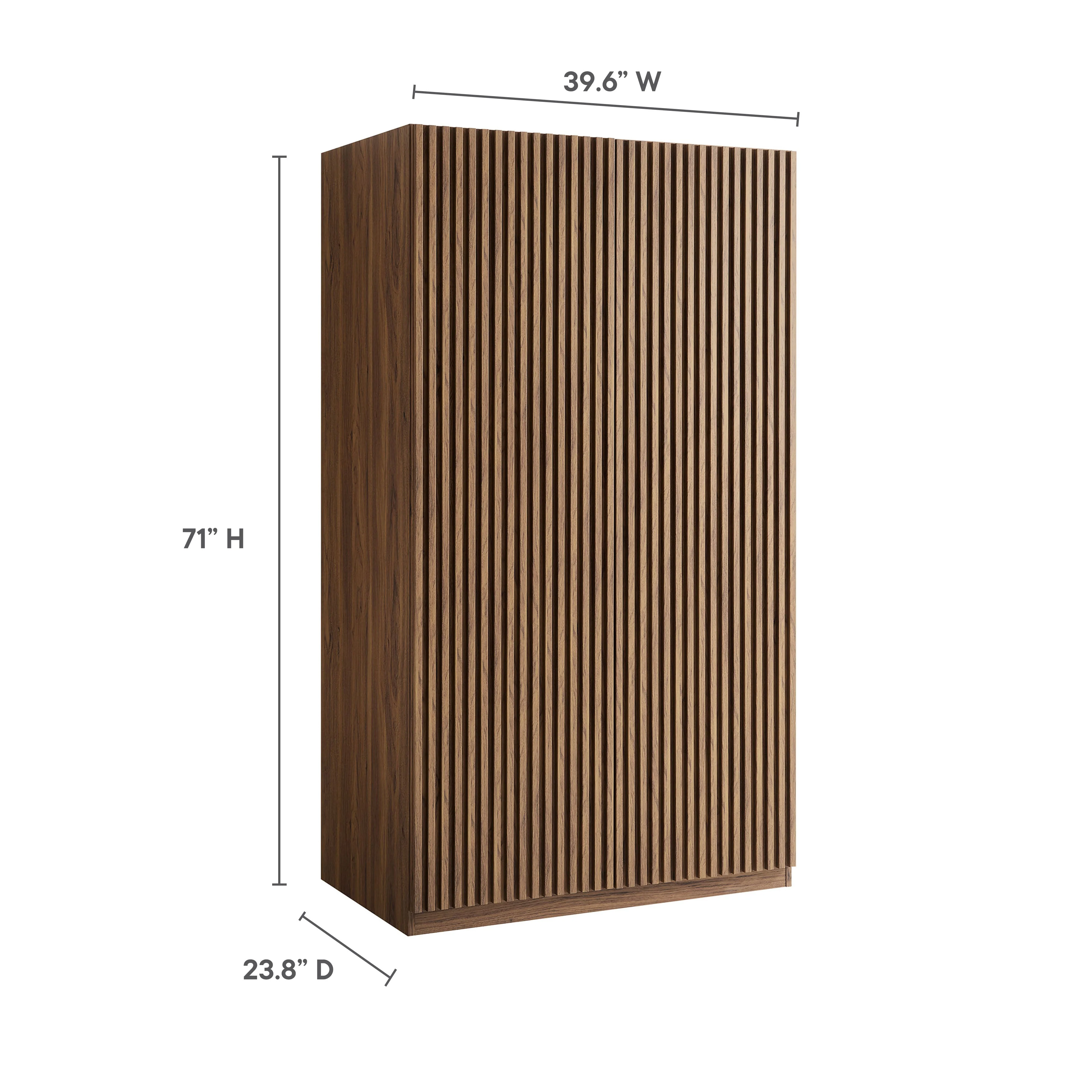 40" Slatted 2-Door Freestanding Wardrobe Closet - Image 3