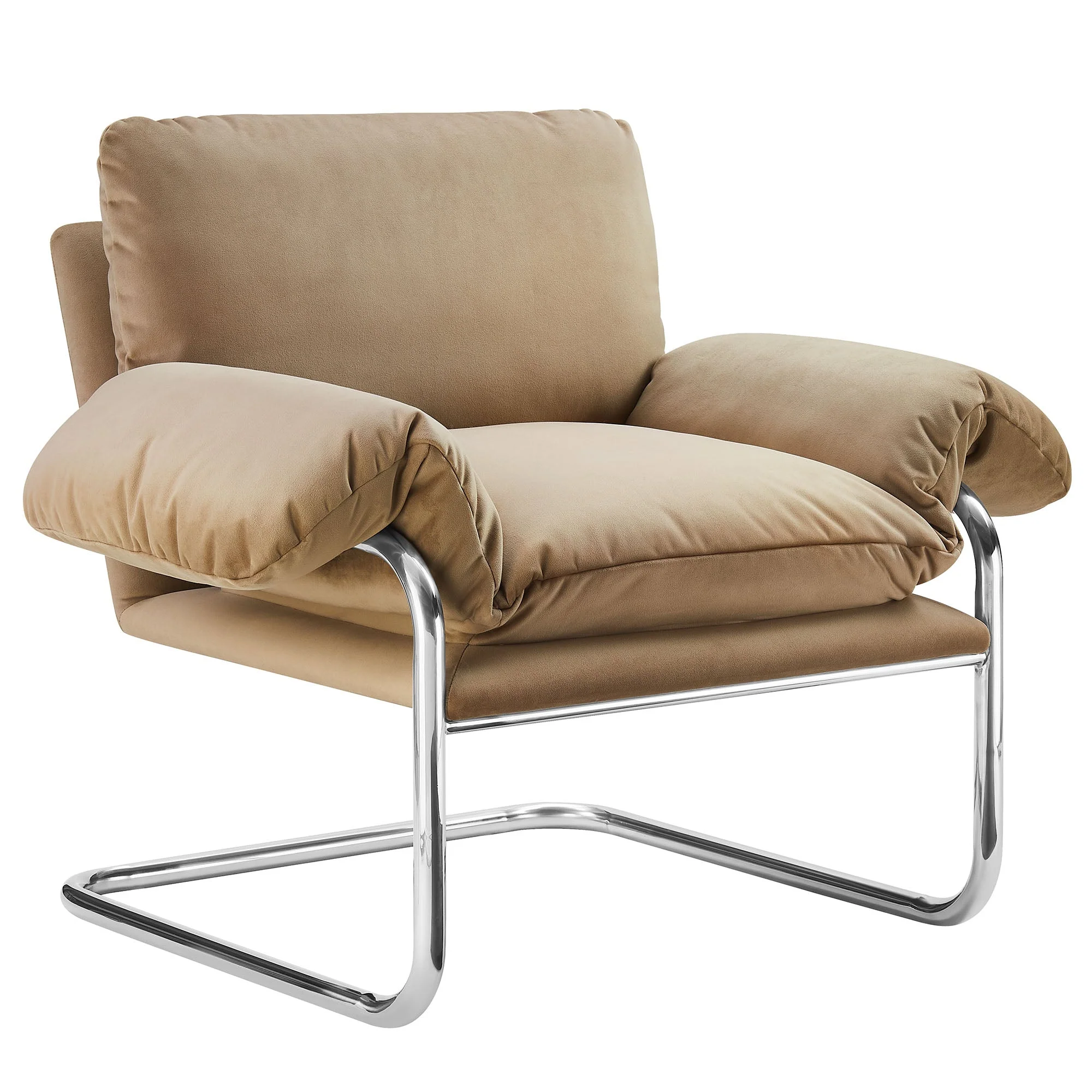 41 Inch Performance Velvet Cantilever Accent Armchair with Overstuffed Cushions - Image 15
