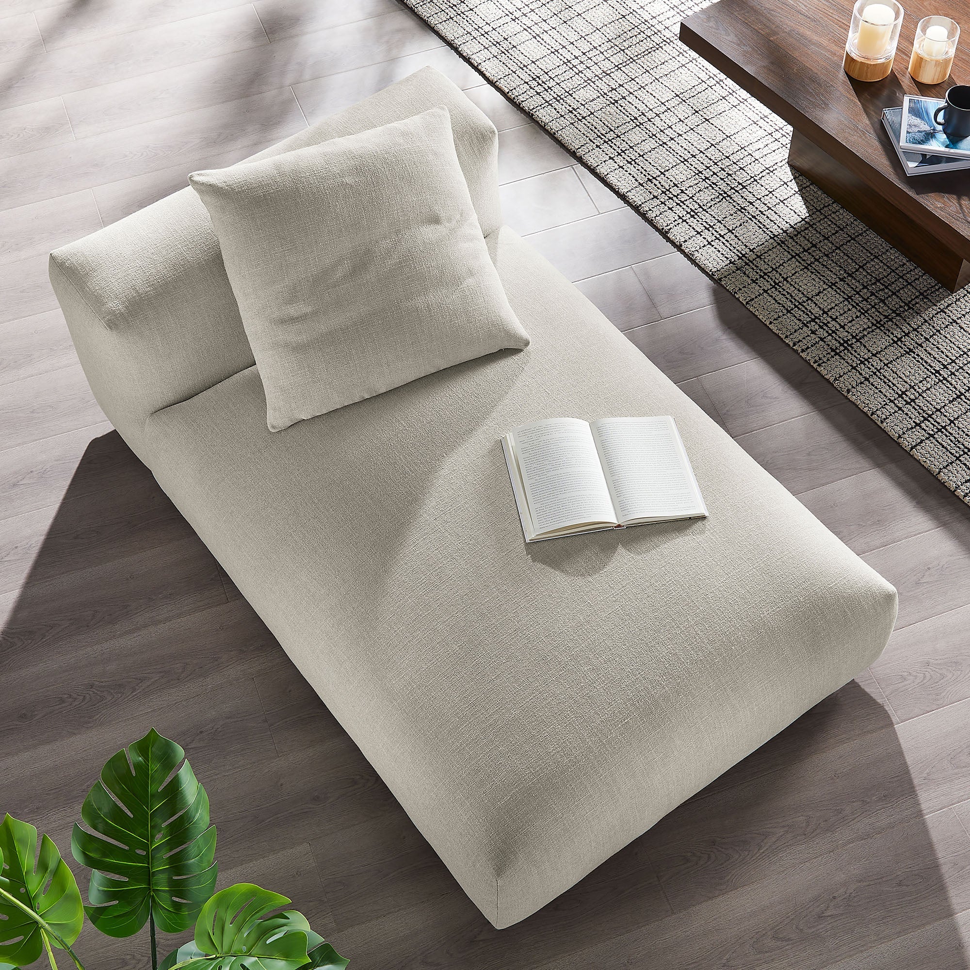 41 Inch Woven Fabric Modular Armless Chaise Lounge - Image 14