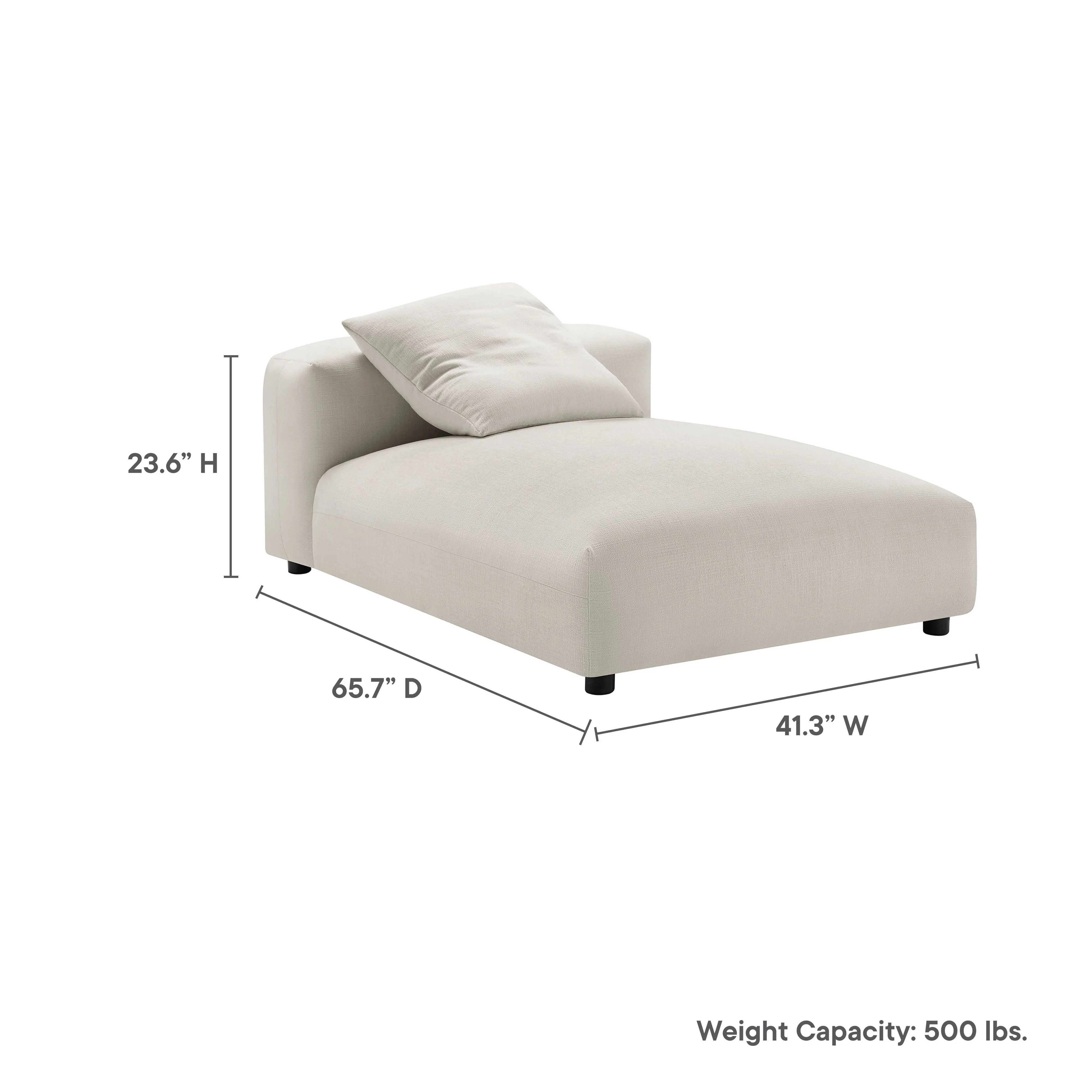 41 Inch Woven Fabric Modular Armless Chaise Lounge - Image 17