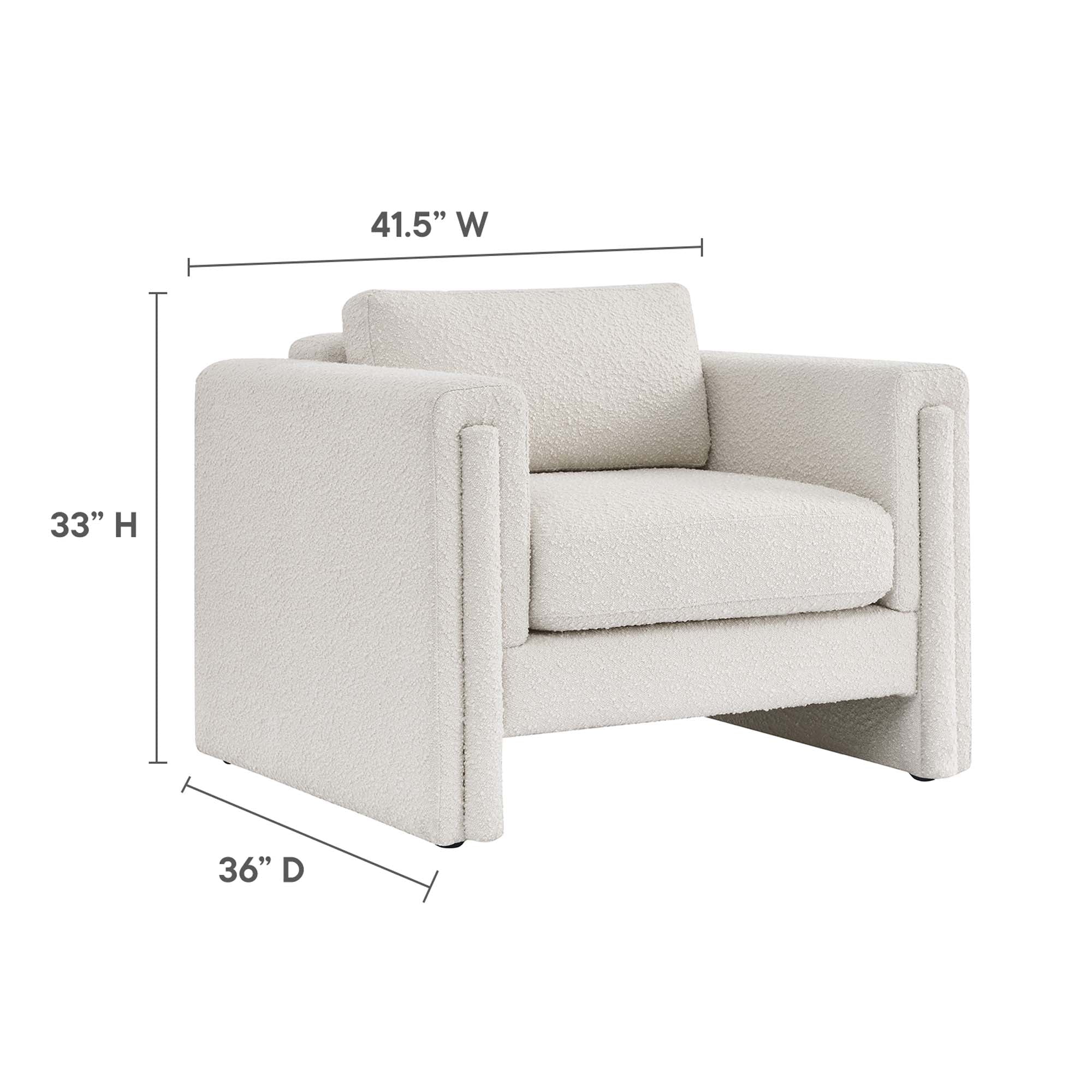 42 Inch Modern Boucle Fabric Accent Armchair with Pocket Coil Springs and Removable Cushions - Image 3