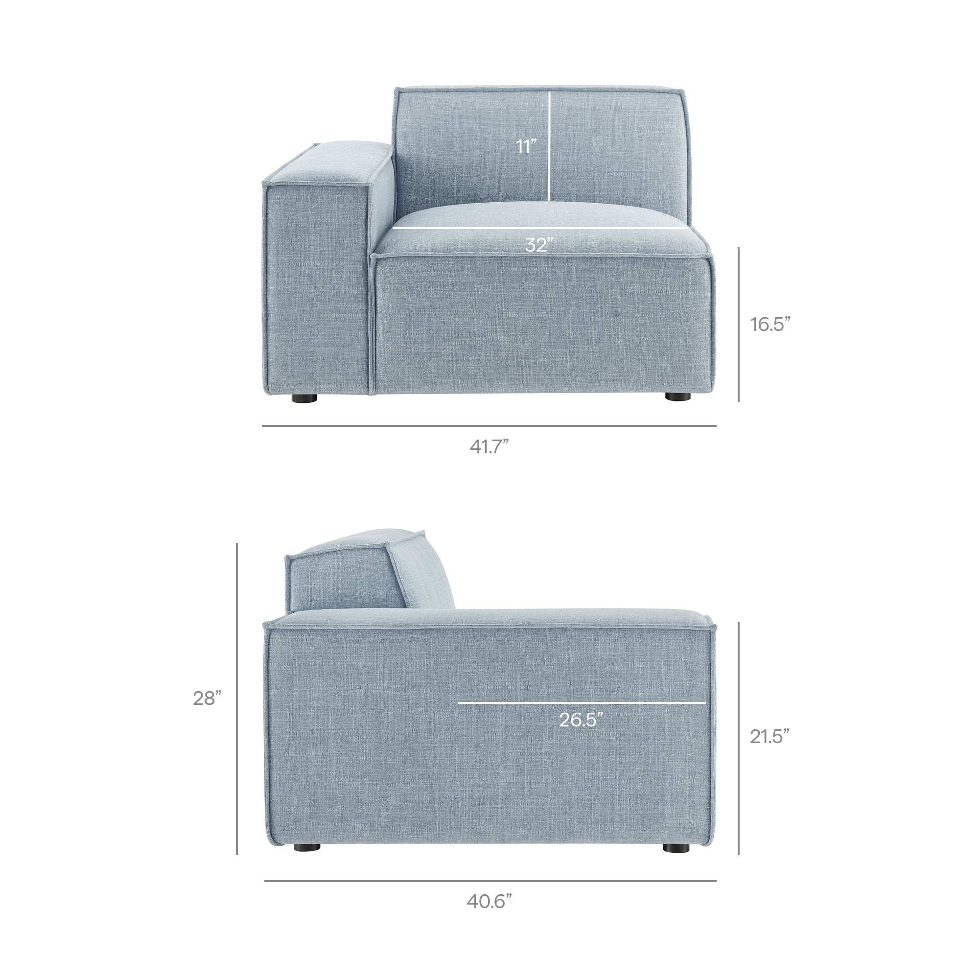 42 Inch Performance Fabric Left-Facing Modular Sectional Armchair - Image 24