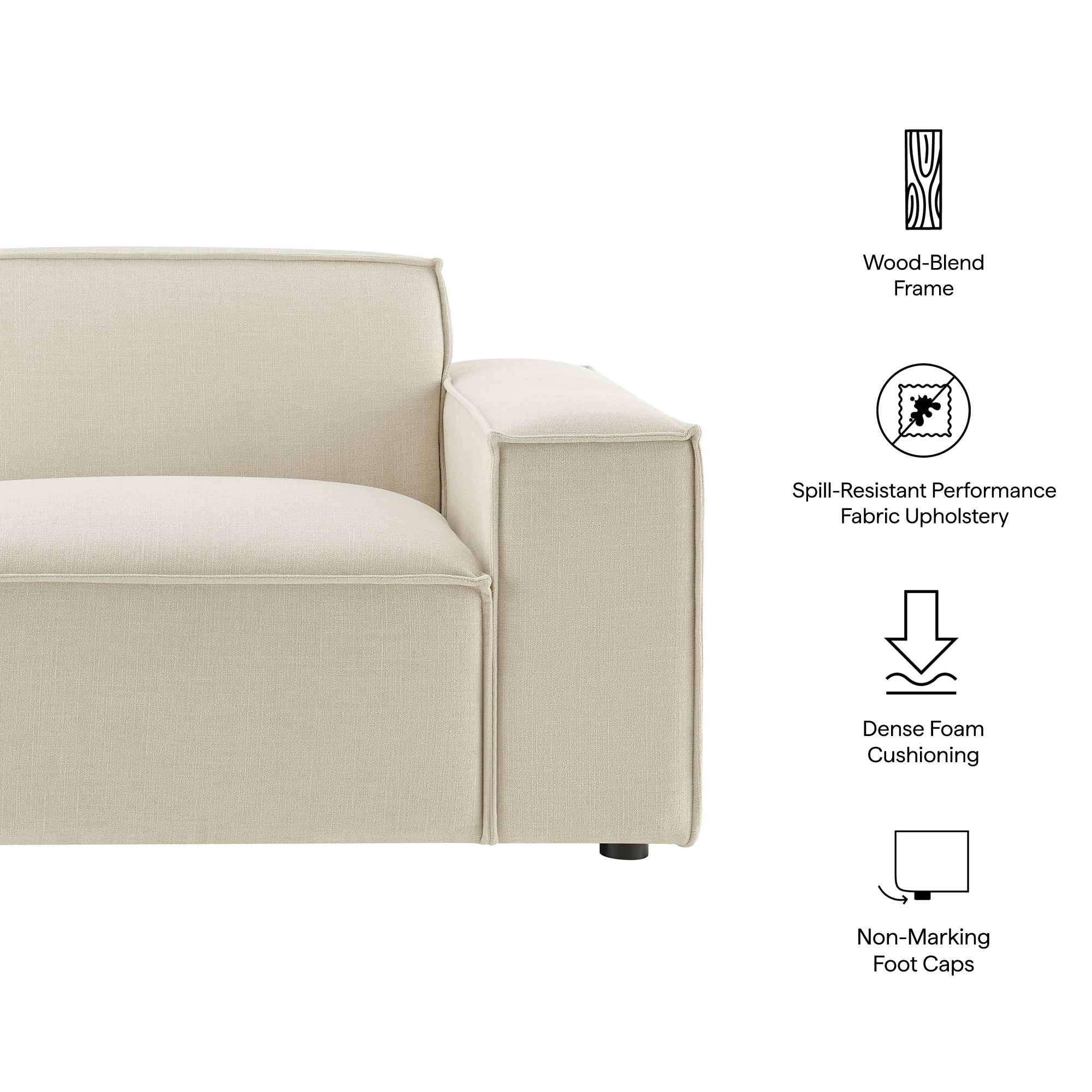 42 Inch Performance Fabric Right-Facing Modular Sectional Armchair - Image 2