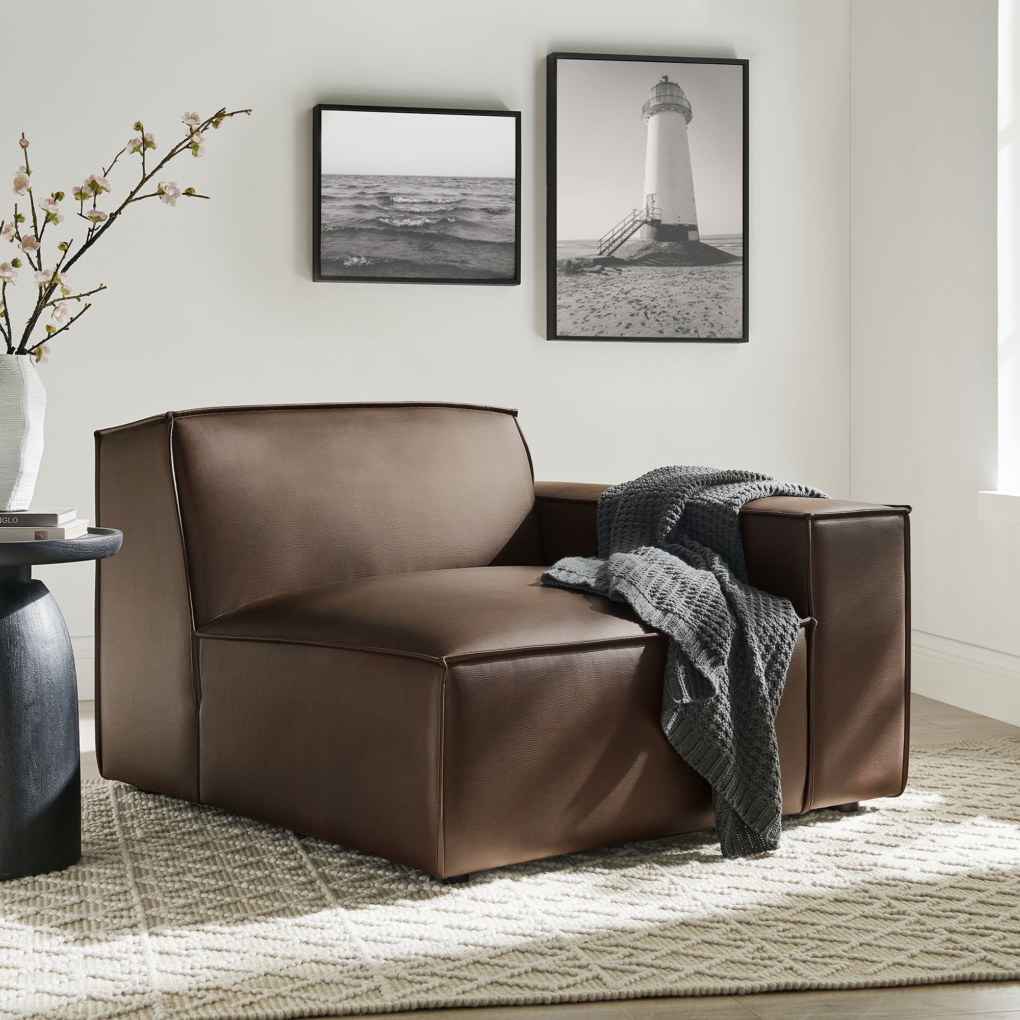42 Inch Right-Facing Vegan Leather Modular Sectional Armchair - Image 14