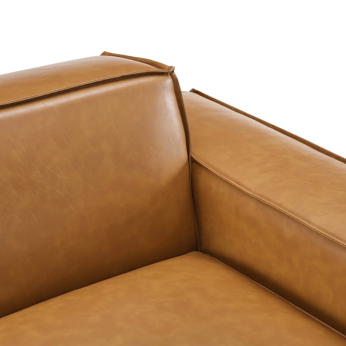 42 Inch Vegan Leather Right-Arm Modular Sectional Chair in Tan - Image 5