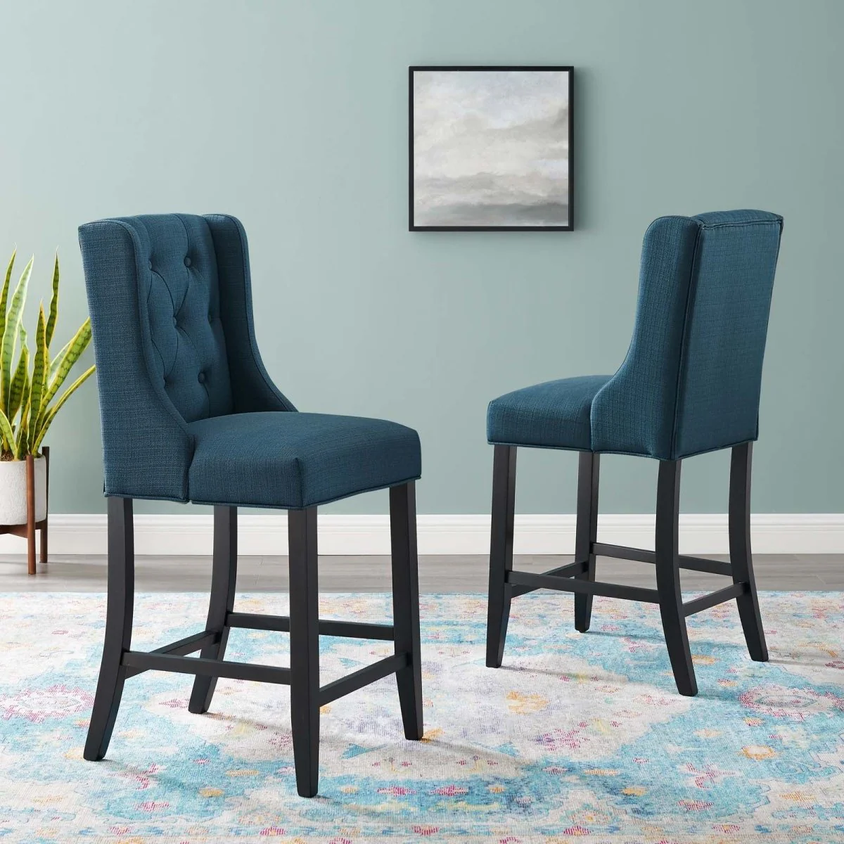 42" Tufted Fabric Counter Bar Stool Set of 2 — Comfortable Contemporary Seating for Kitchen - Image 14