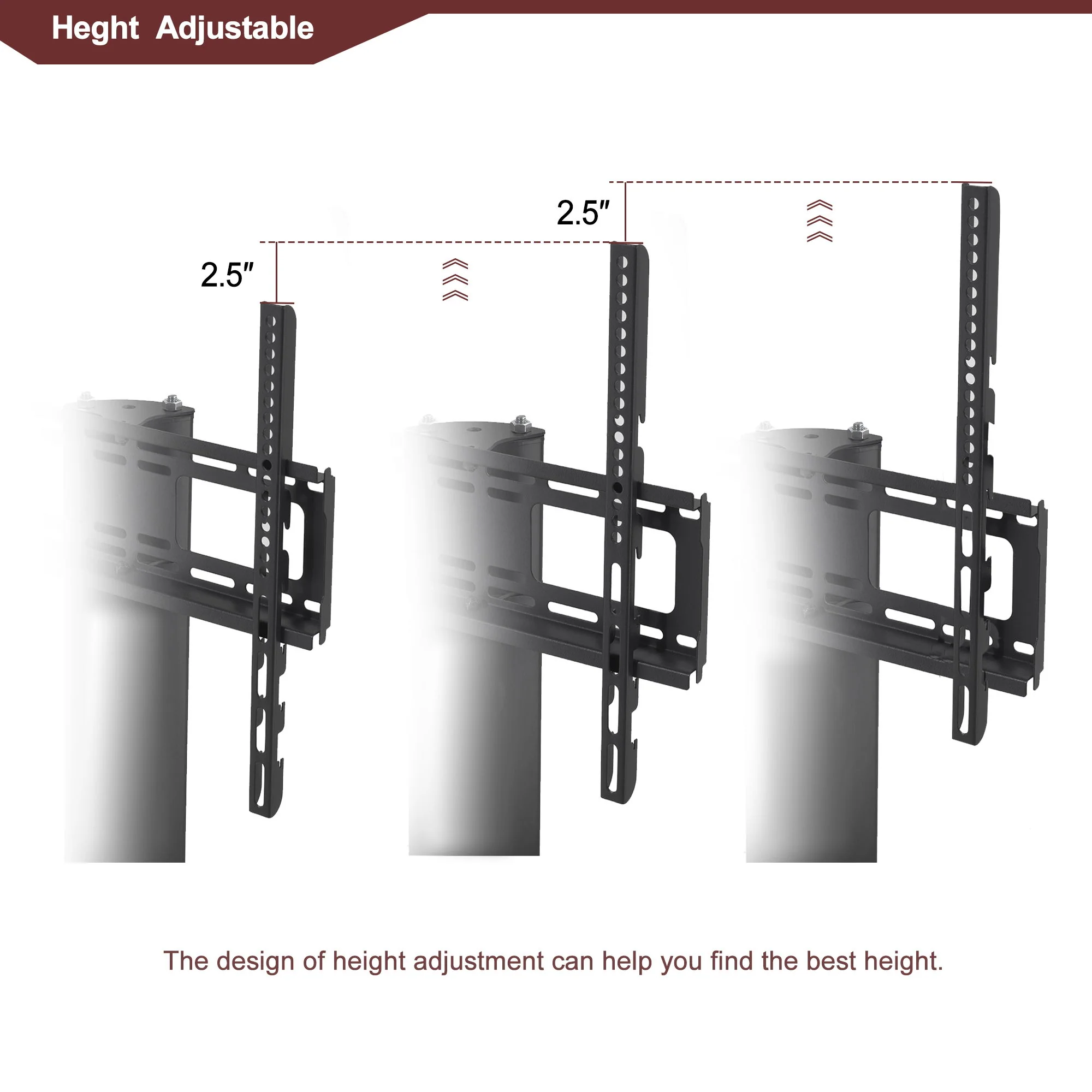 43.3" Multi-Function TV Stand Height Adjustable Bracket Swivel 3 Tier - Black - Image 7