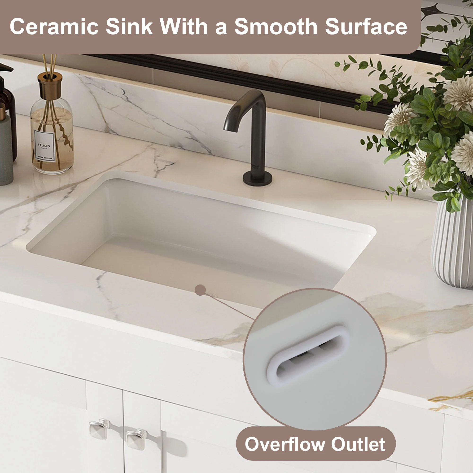 43" Bathroom Vanity, Multi Functional Cabinet, Doors And Drawer - White - Image 6