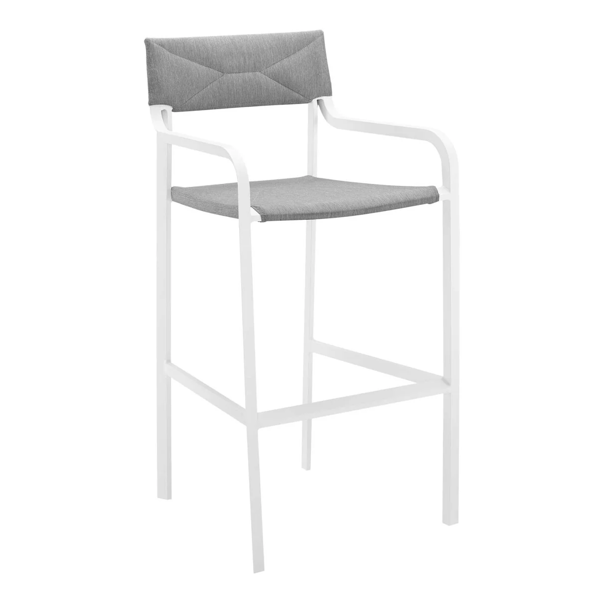 43" White and Gray Aluminum Outdoor Bar Stool Set of 2 - Image 3
