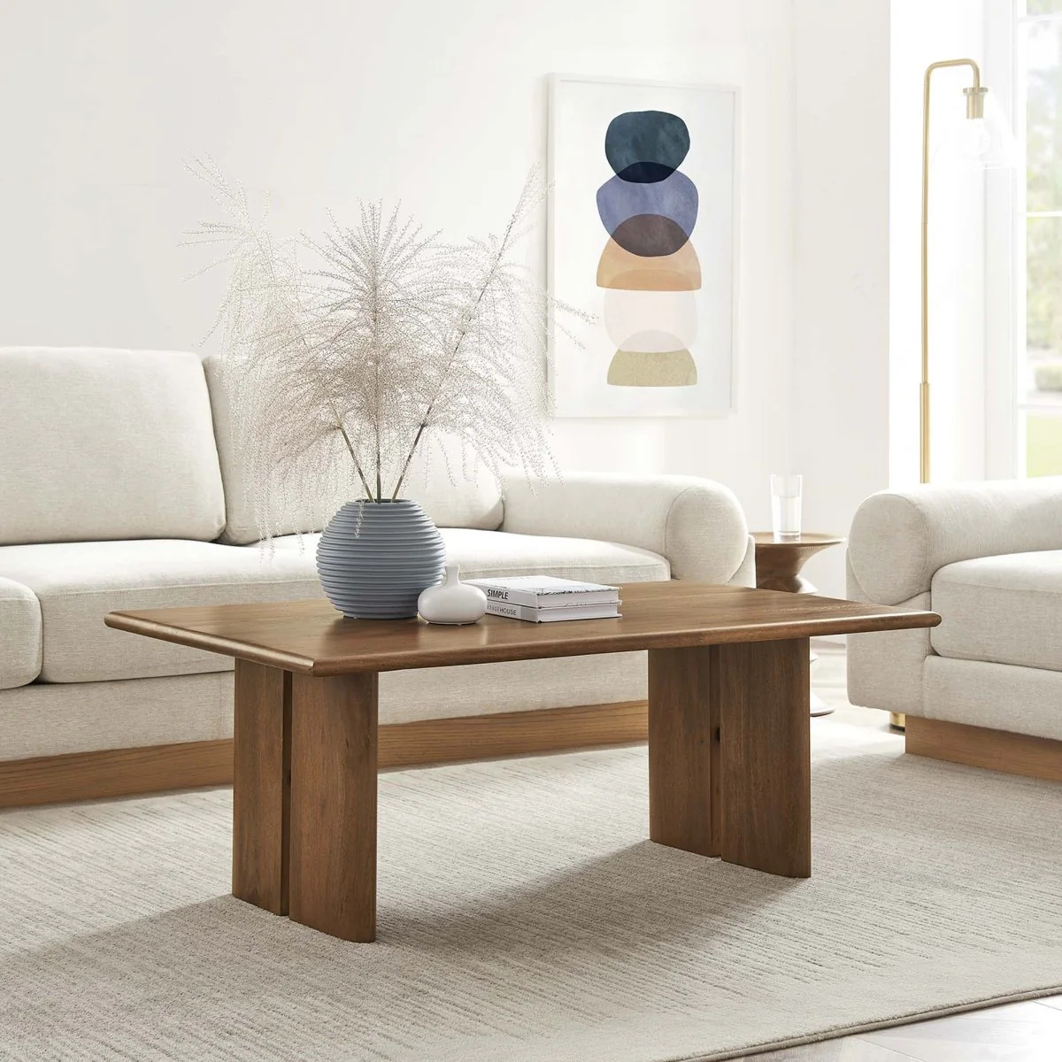 44 Inch Inviting Modern Farmhouse Mango Wood Coffee Table - Image 6