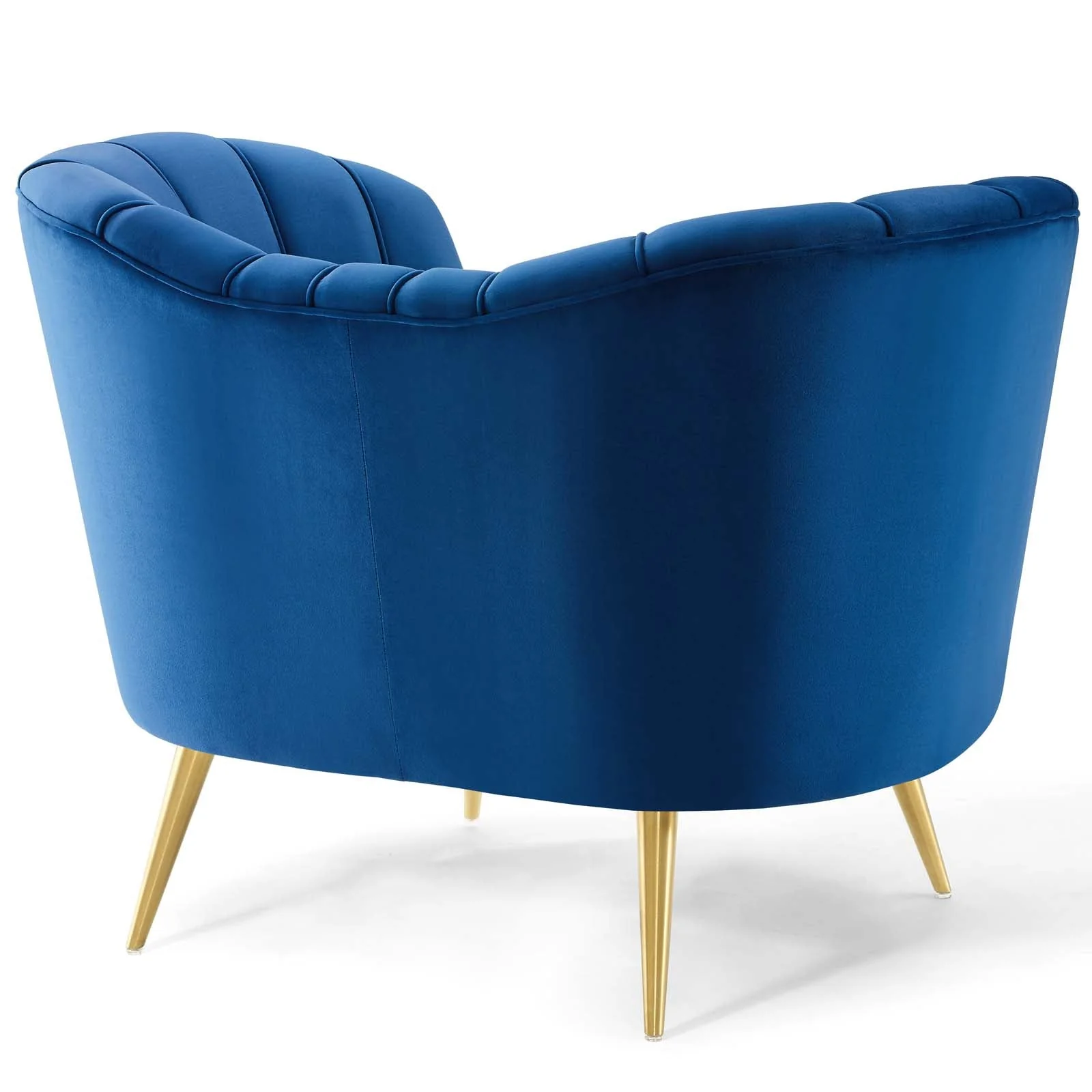44 Inch Opportunity Performance Velvet Armchair with Vertical Channel Tufting and Gold Legs - Image 5