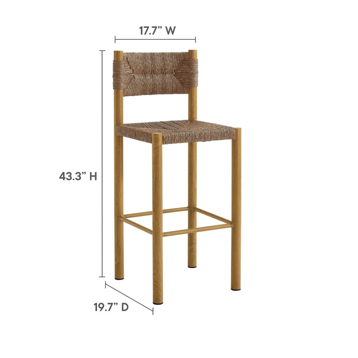 44" Outdoor Rattan and Aluminum Bar Stools Set of 2 — Patio Counter Seating - Image 13