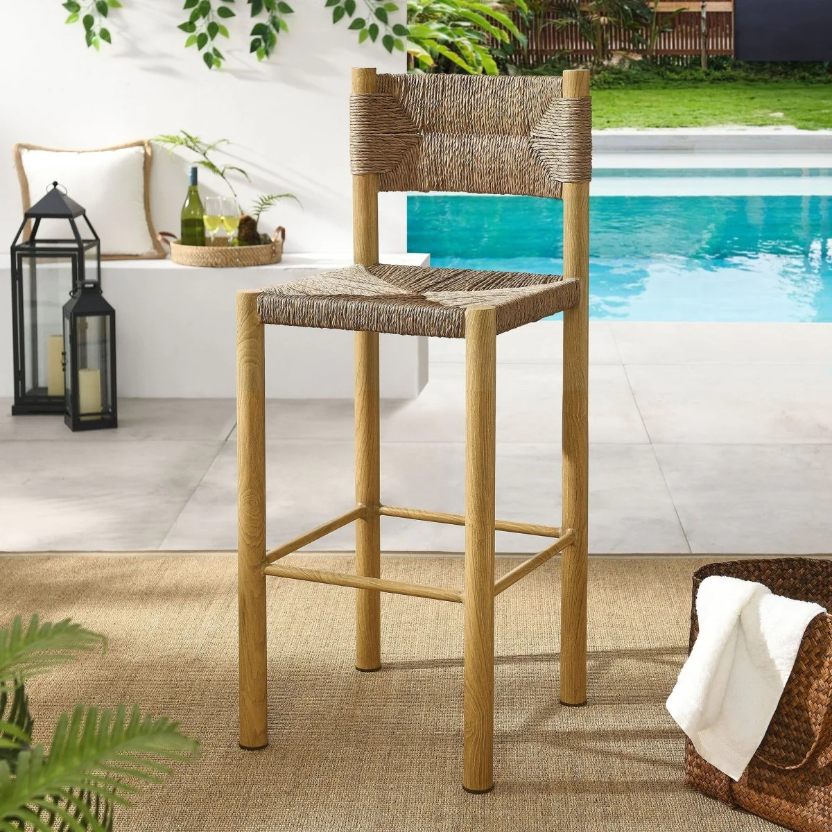 44" Outdoor Rattan and Aluminum Bar Stools Set of 2 — Patio Counter Seating - Image 15