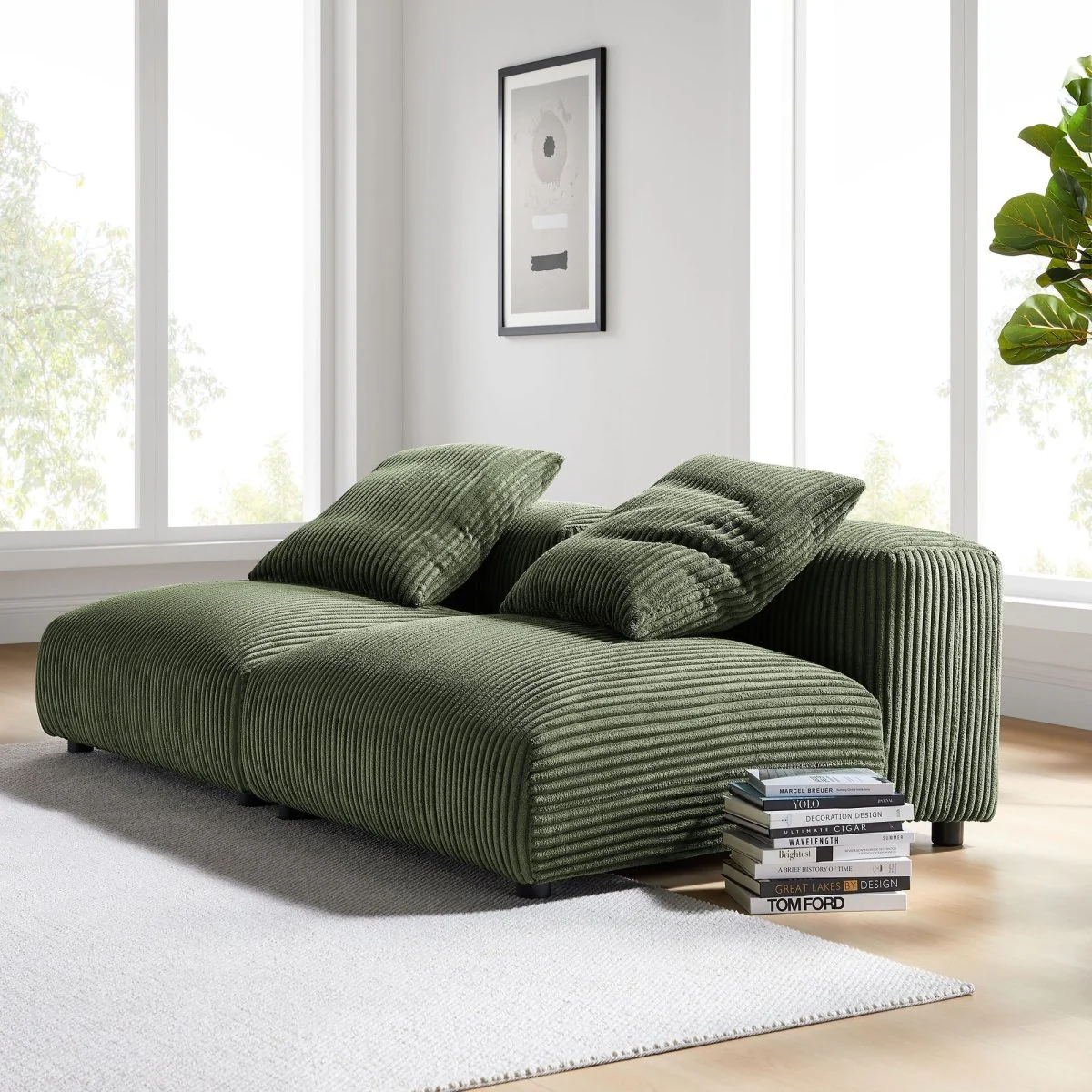 45 Inch Modular Corduroy Upholstered 2-Piece Sofa - Image 12
