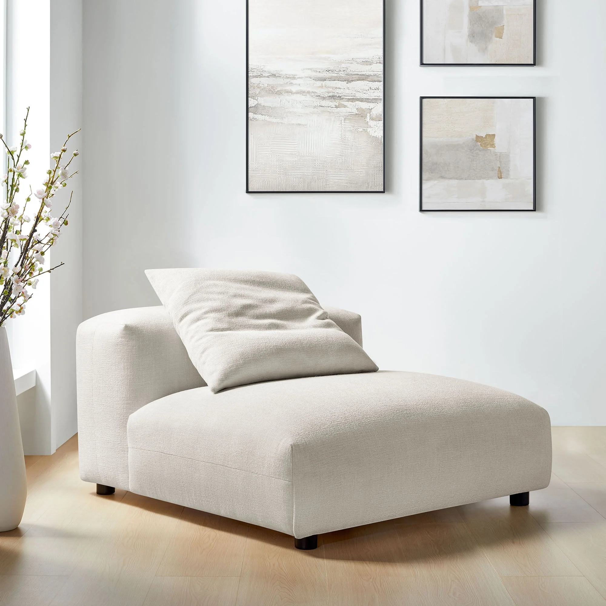 45 Inch Modular Textured Fabric Armless Lounge Chair - Image 12