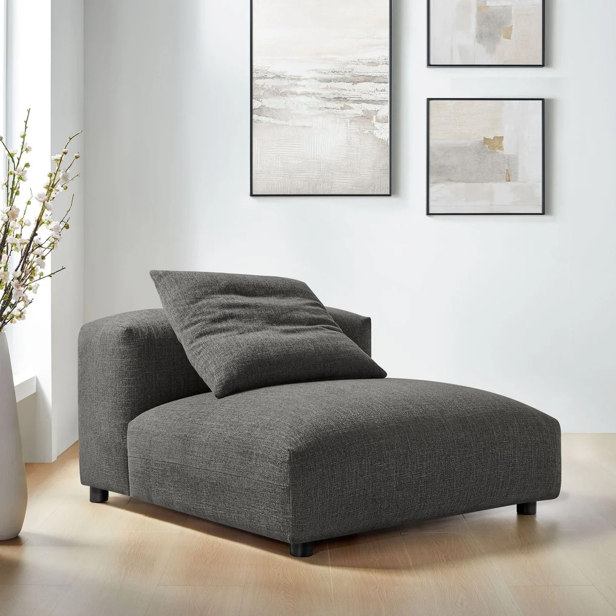 45 Inch Modular Textured Fabric Armless Lounge Chair - Image 6