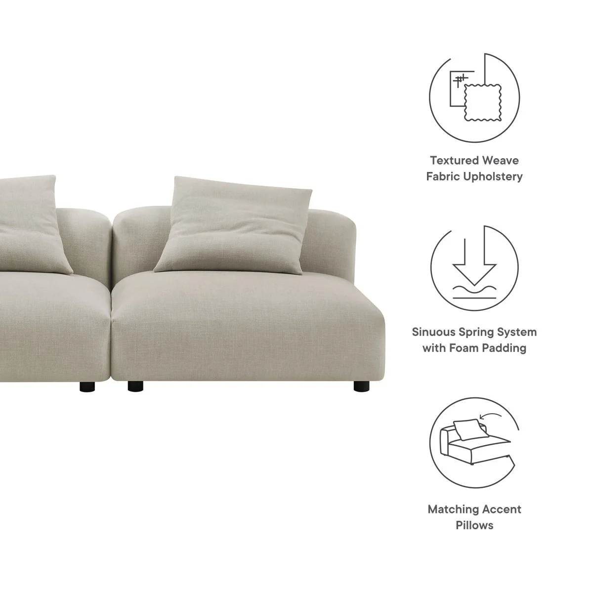 45 Inch Modular Upholstered Fabric Sofa - Image 8