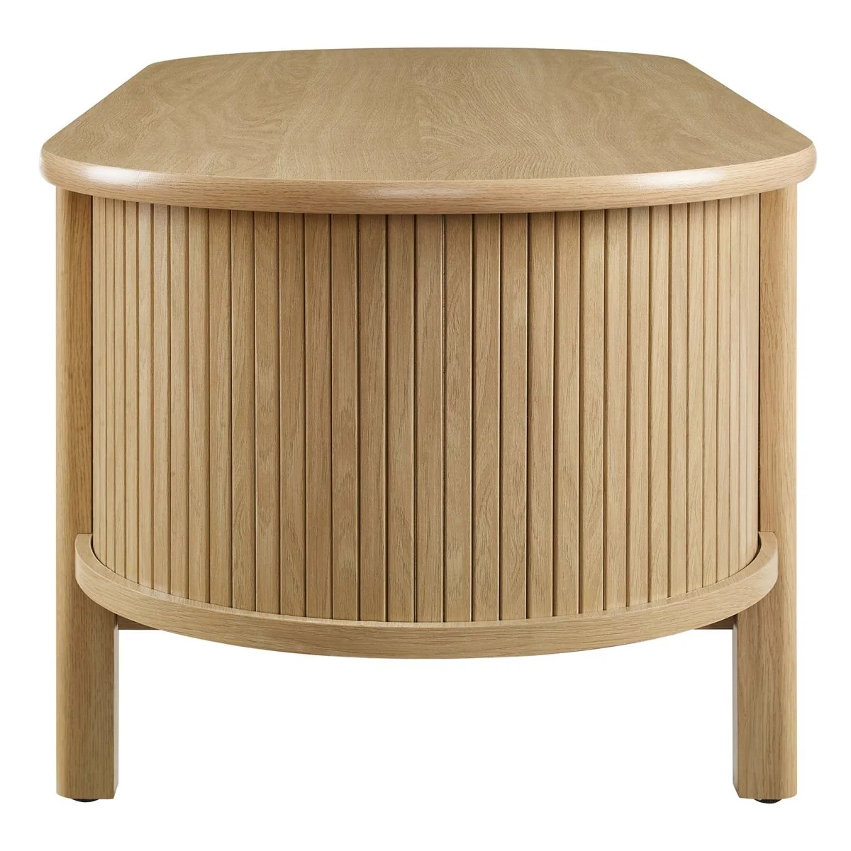 45 Inch Organic Fluted Oval Coffee Table - Image 5