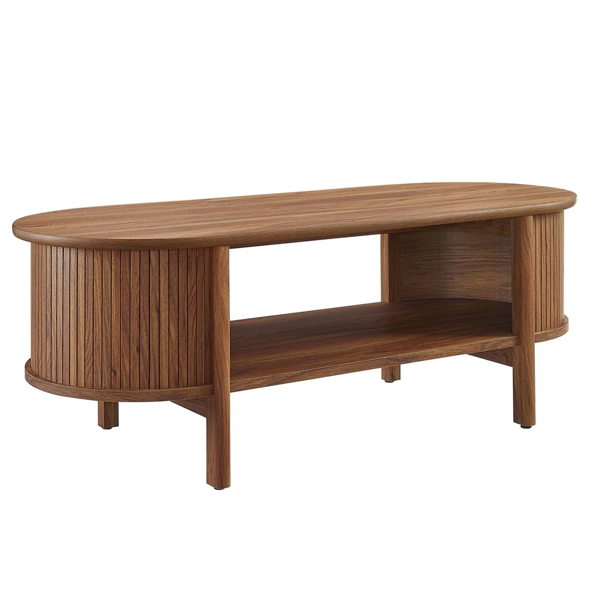 45 Inch Organic Fluted Oval Coffee Table - Image 8