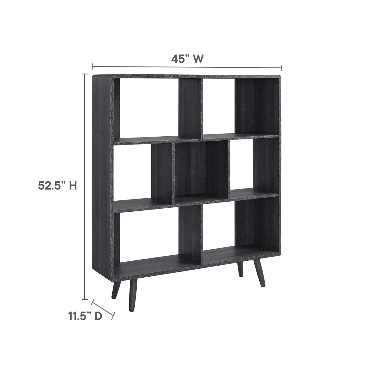 45 Inch Transmit Wood Grain Bookcase with 7 Open Shelves - Image 11
